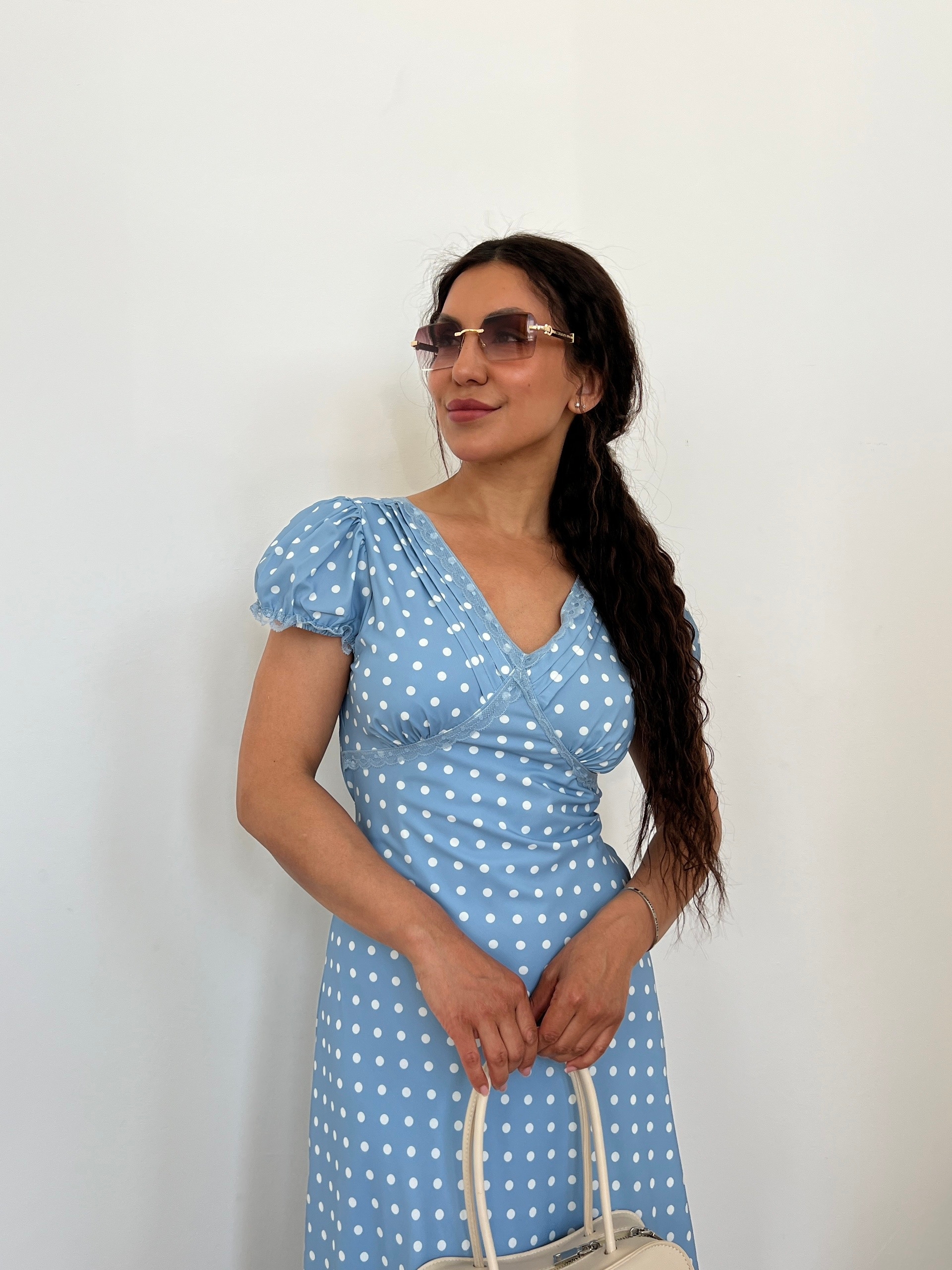 Платье Liam Shang 8827 в горошек V вырез