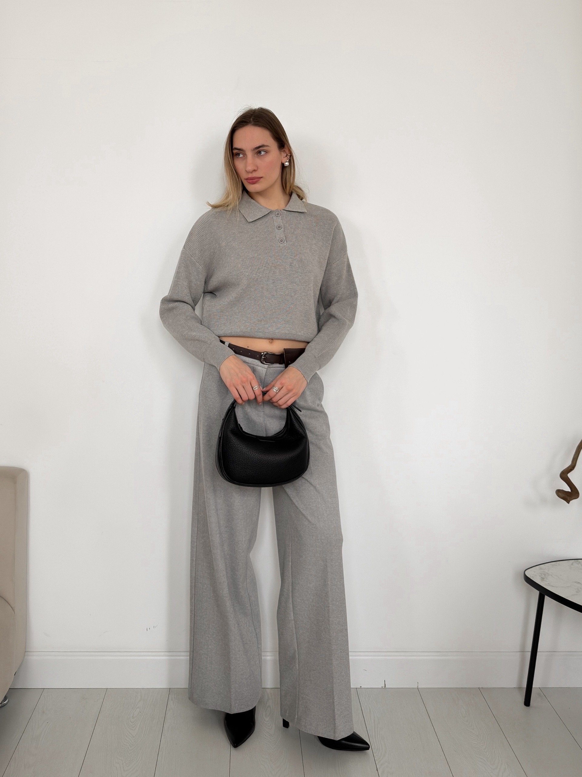 Джемпер Korea f2020 поло в рубчик