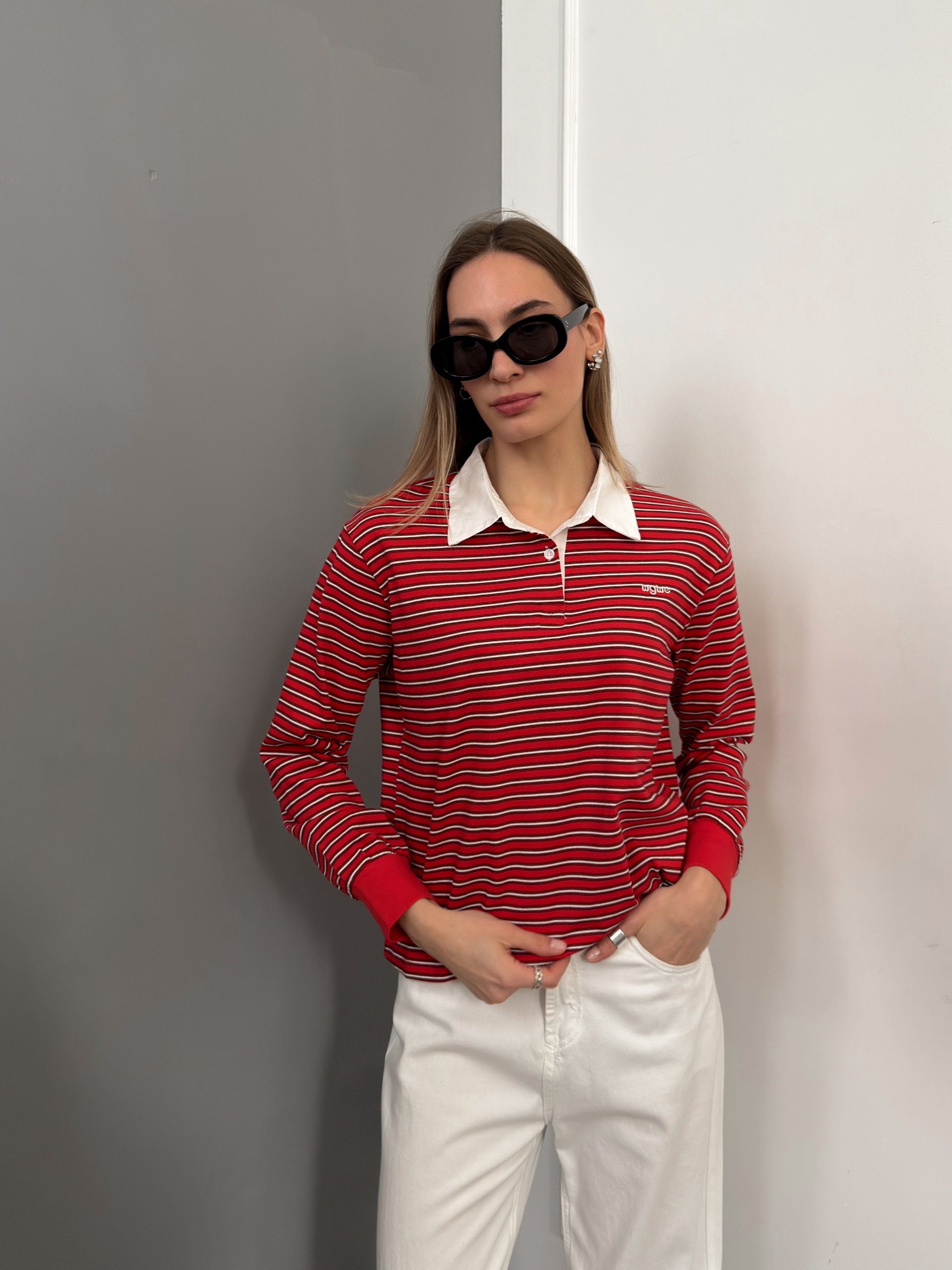 Лонгслив полоска W6779 WG