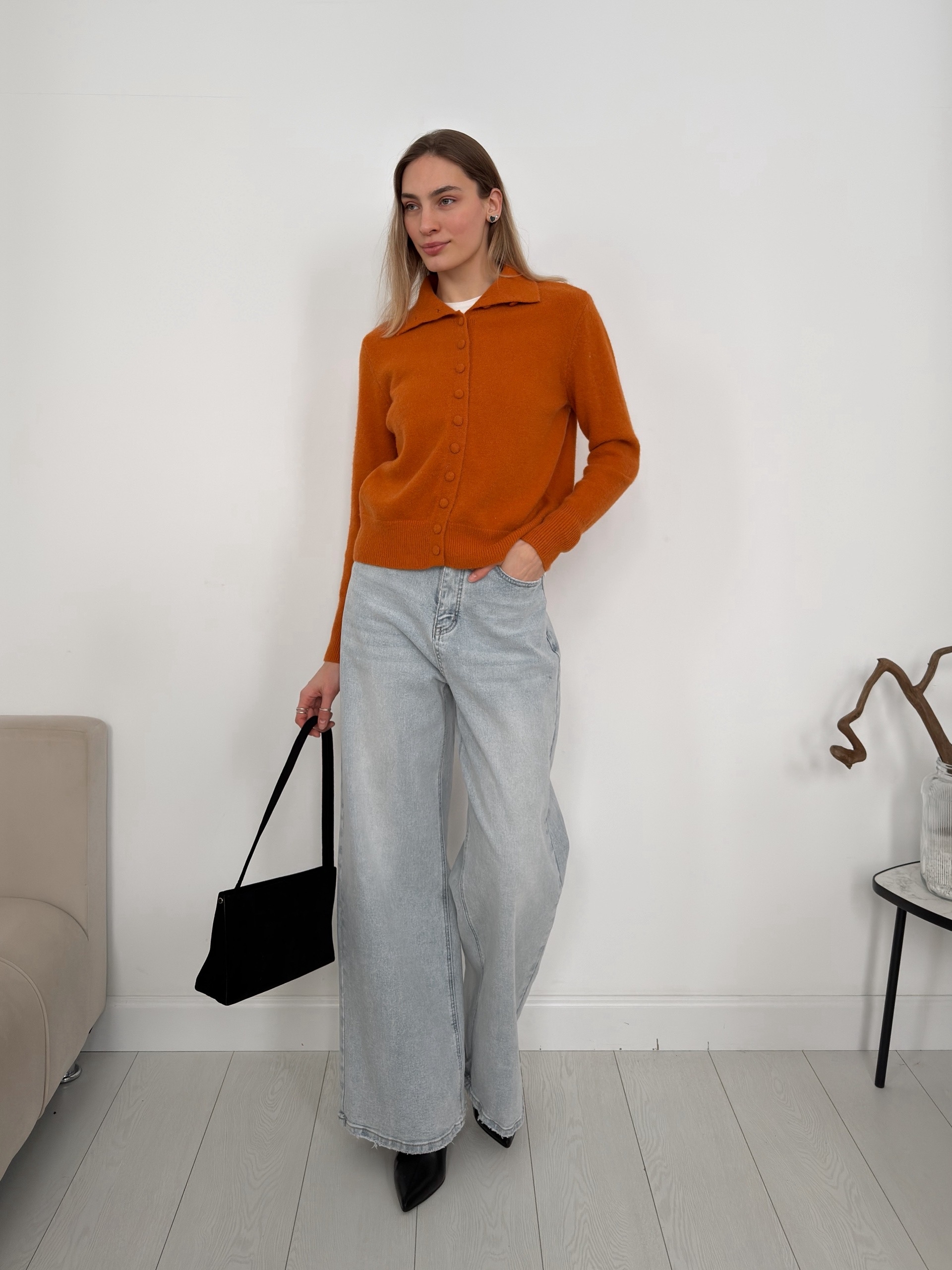 Кардиган MC STUDIO 2038 мягкие пуговки высокий ворот