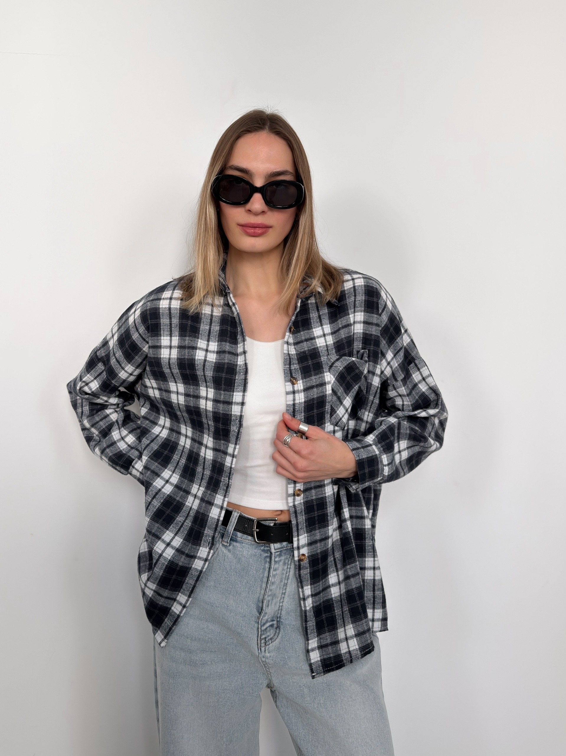 Рубашка клетка 601 на пуговках