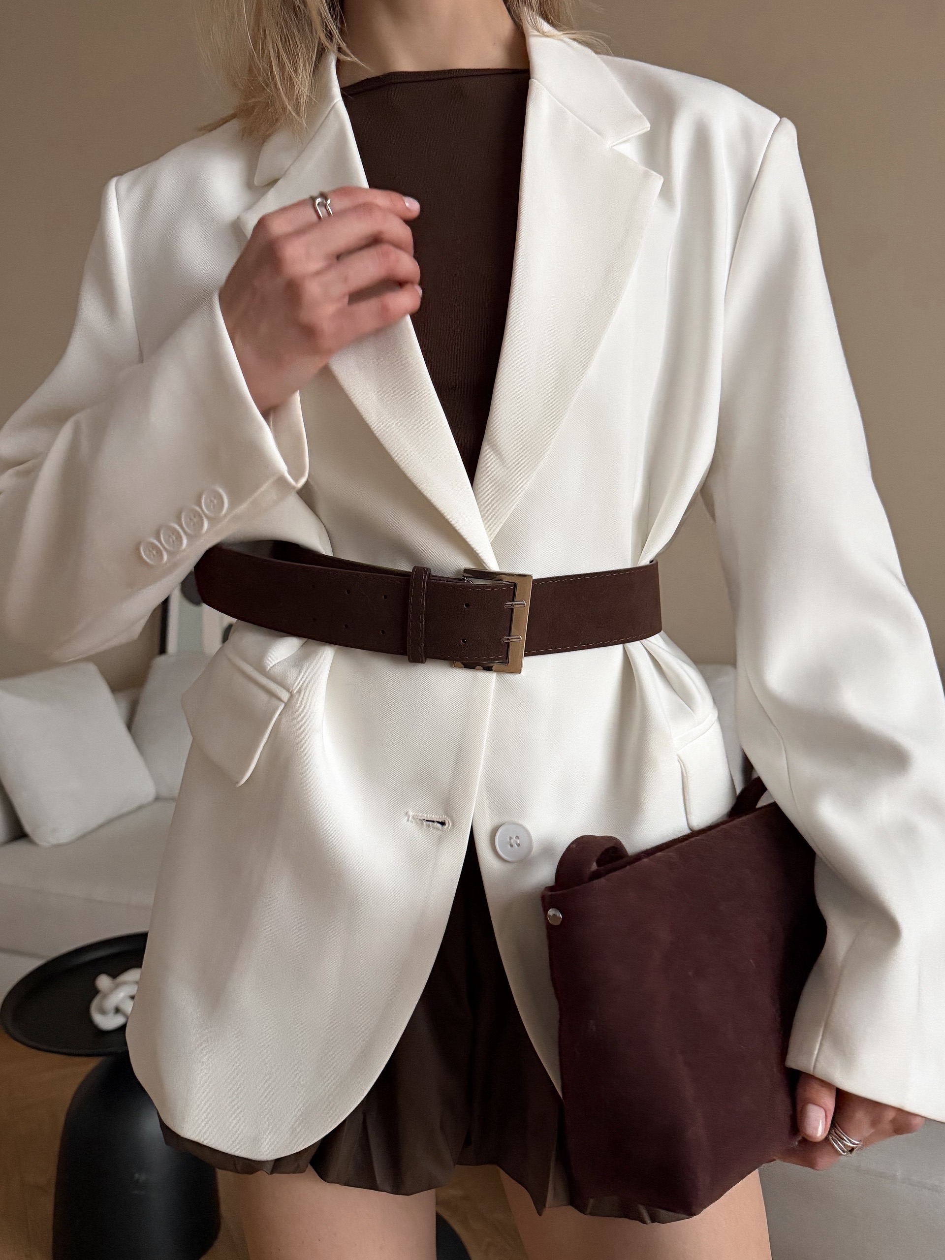 Ремень замша широкий двойная застежка