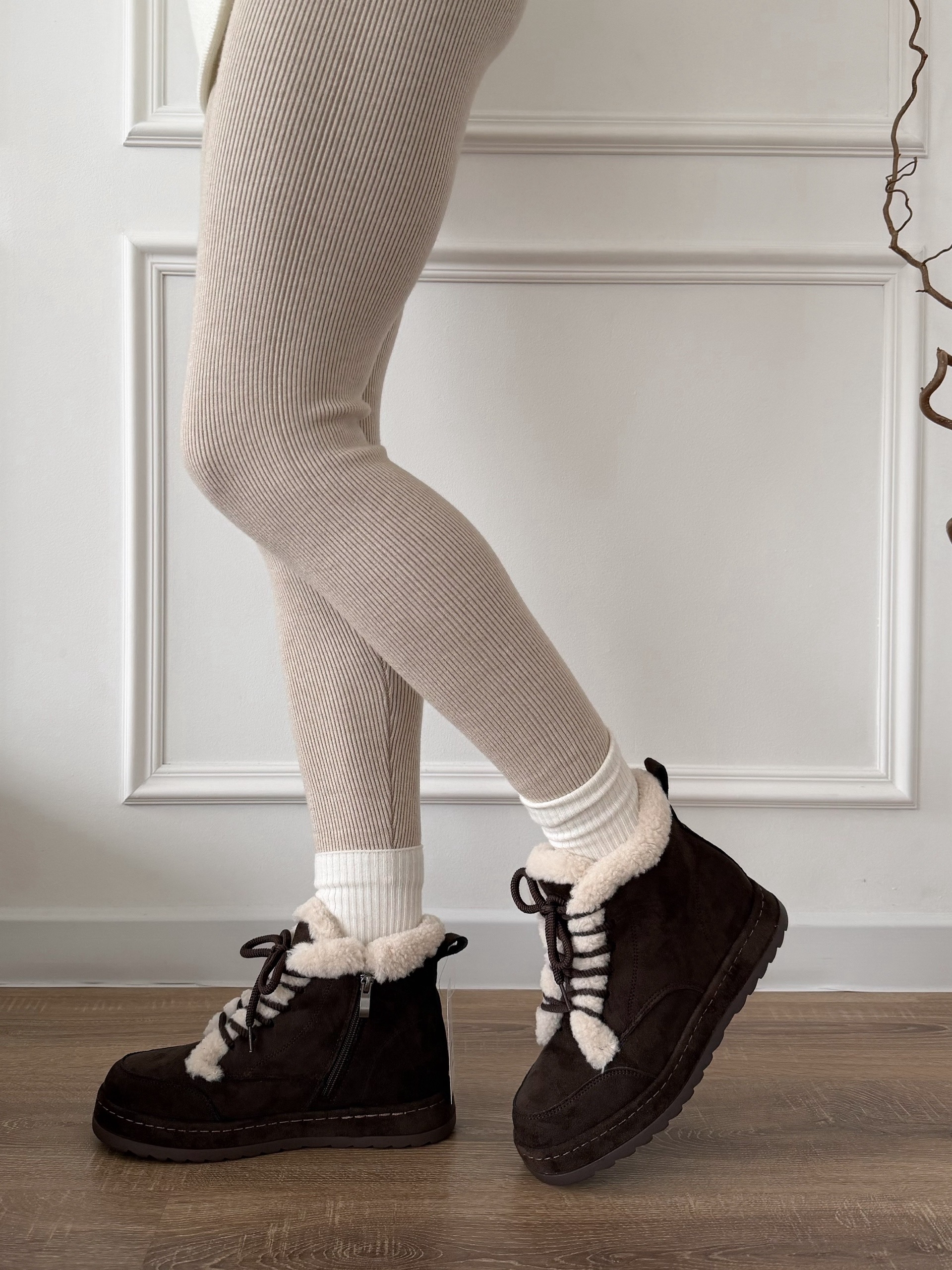 Ботинки Perfect B330 вставка барашек шнуровка