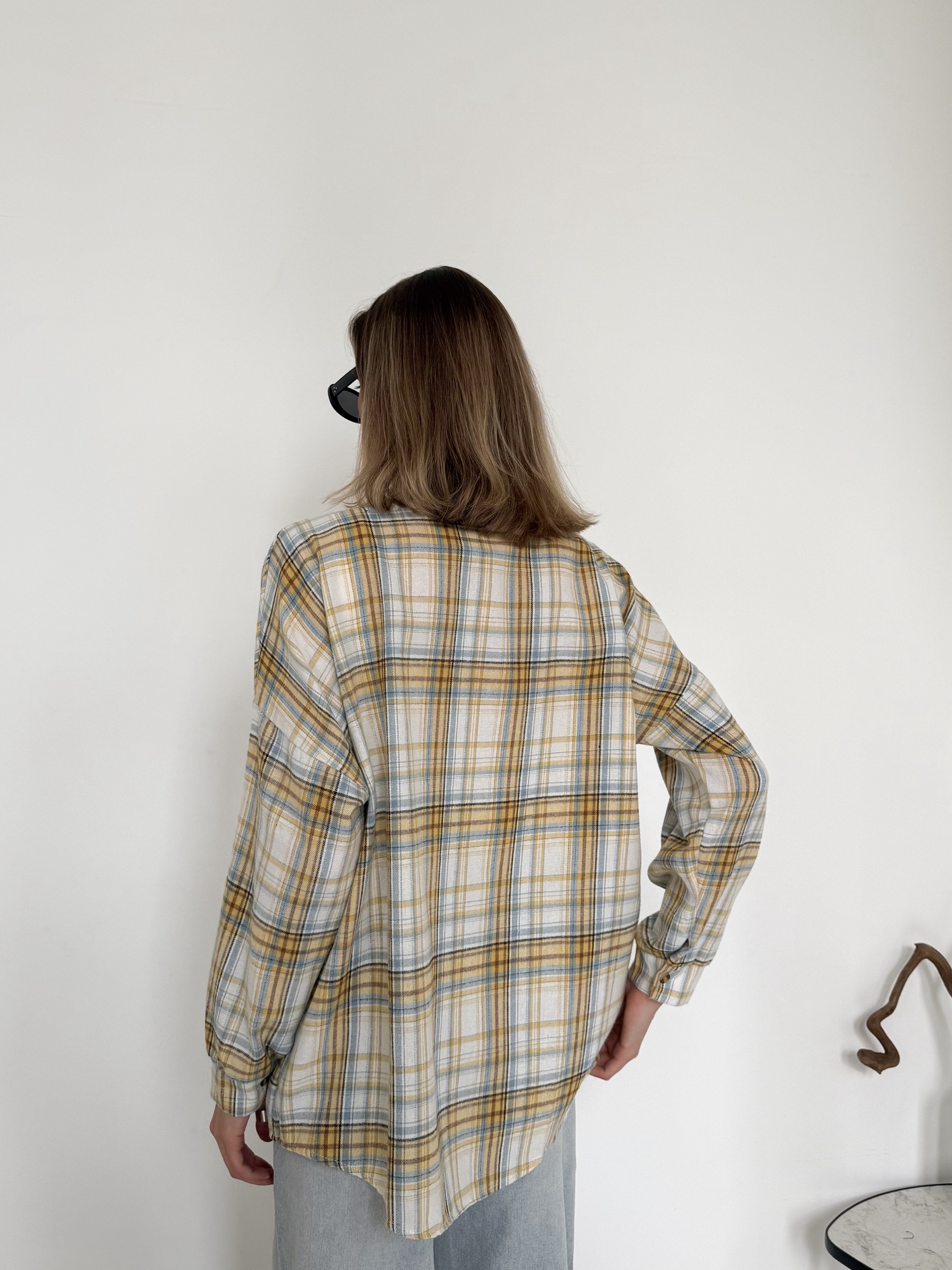 Рубашка Korea 601 клетка карман на груди