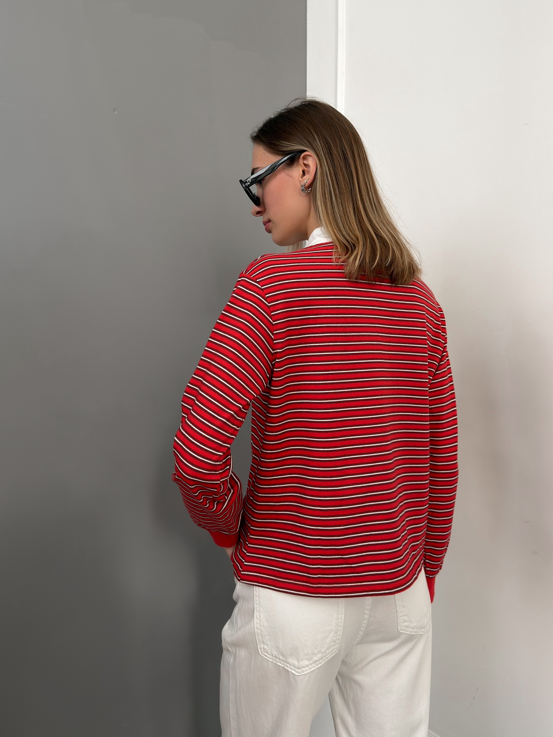 Лонгслив полоска W6779 WG