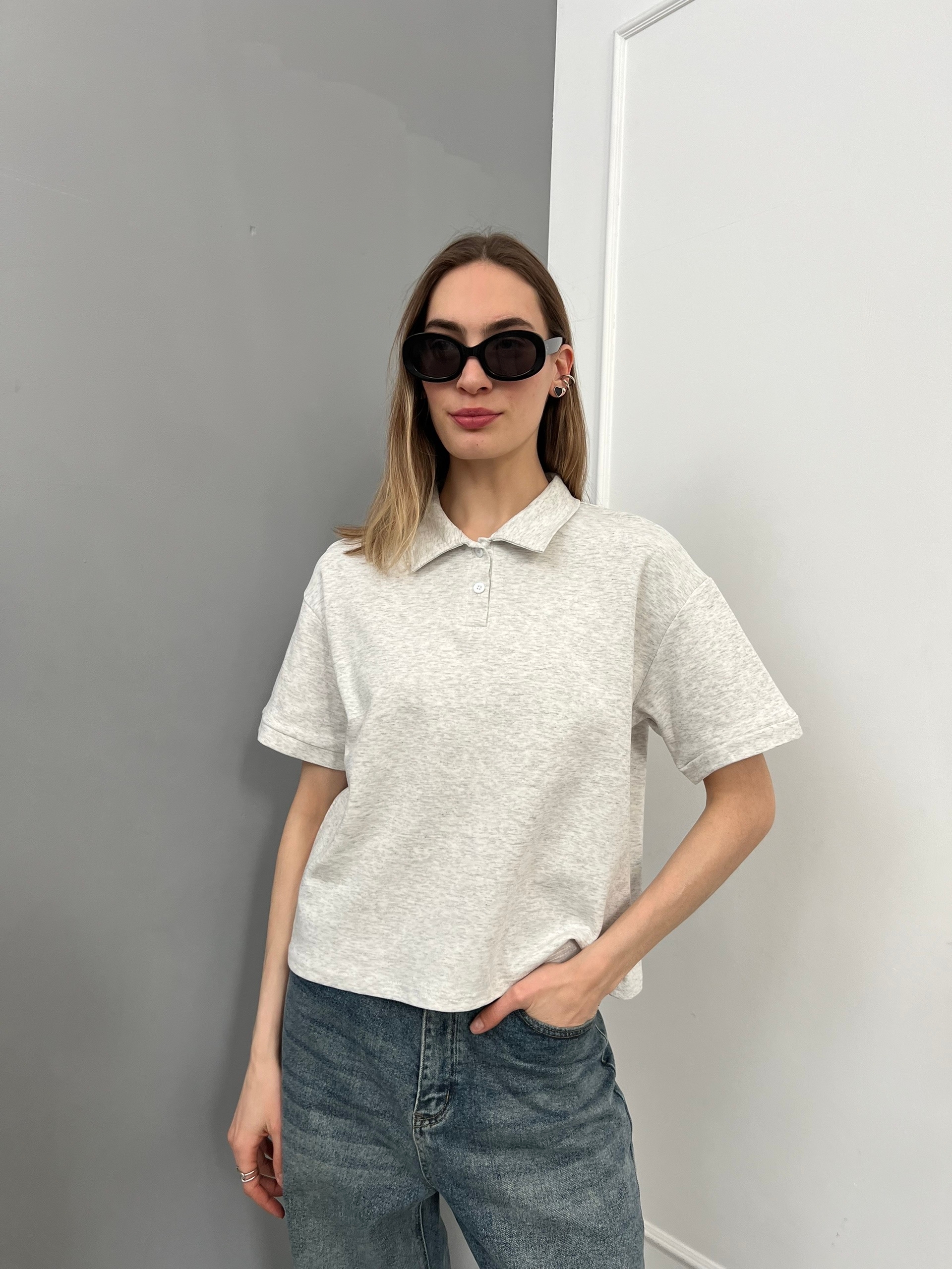 Поло Korea 21506 на пуговках с коротким рукавом