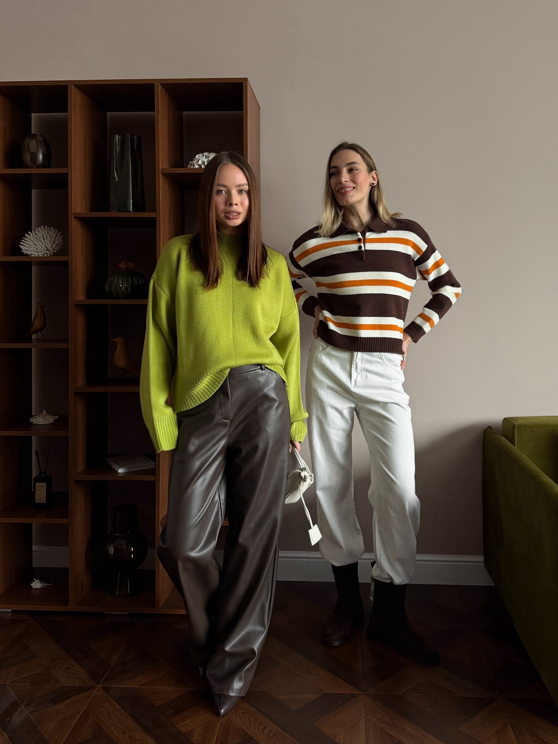 Джемпер F1231 поло в полоску