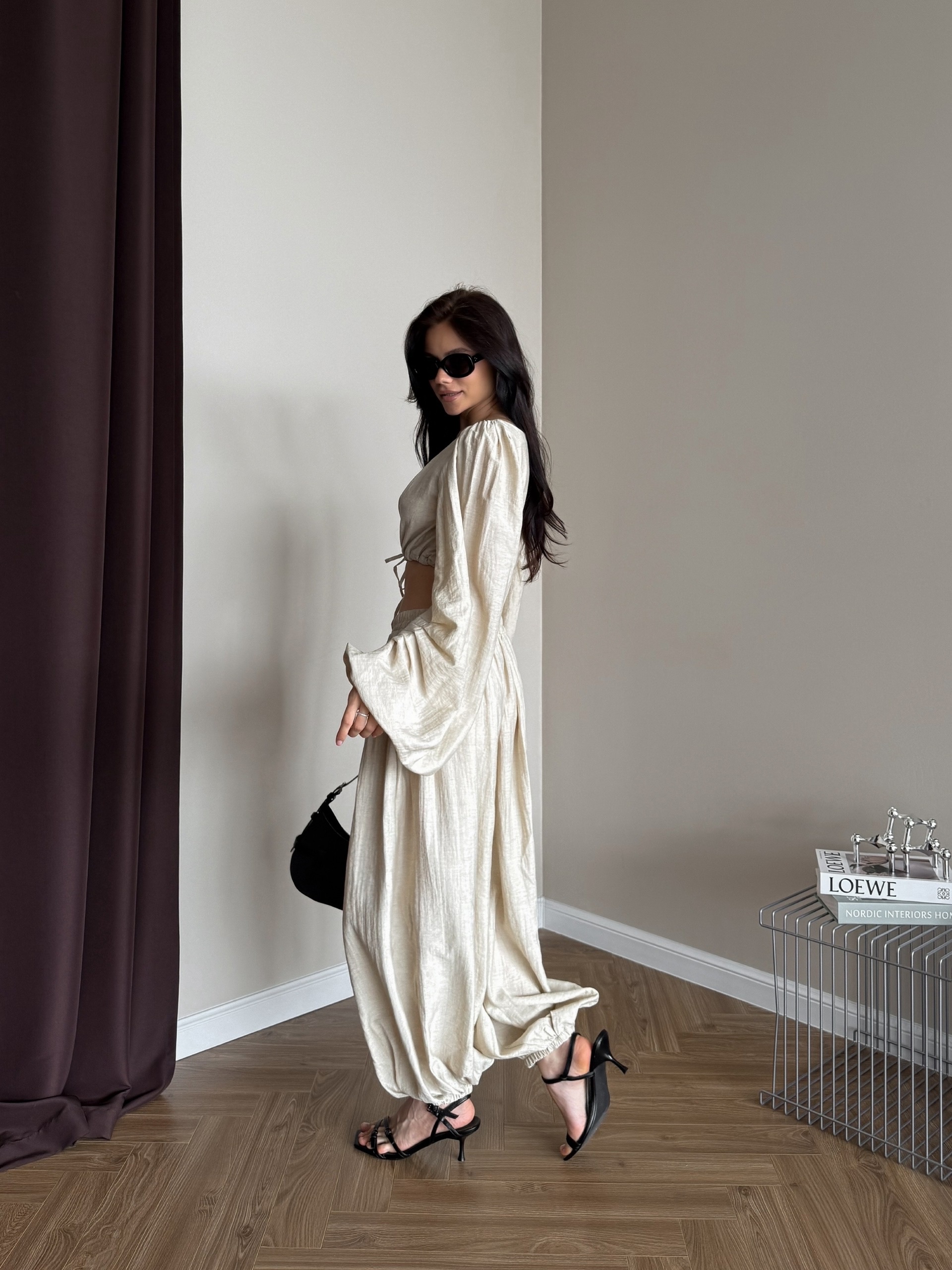 Костюм летний One Collection укороченный кардиган+брюки