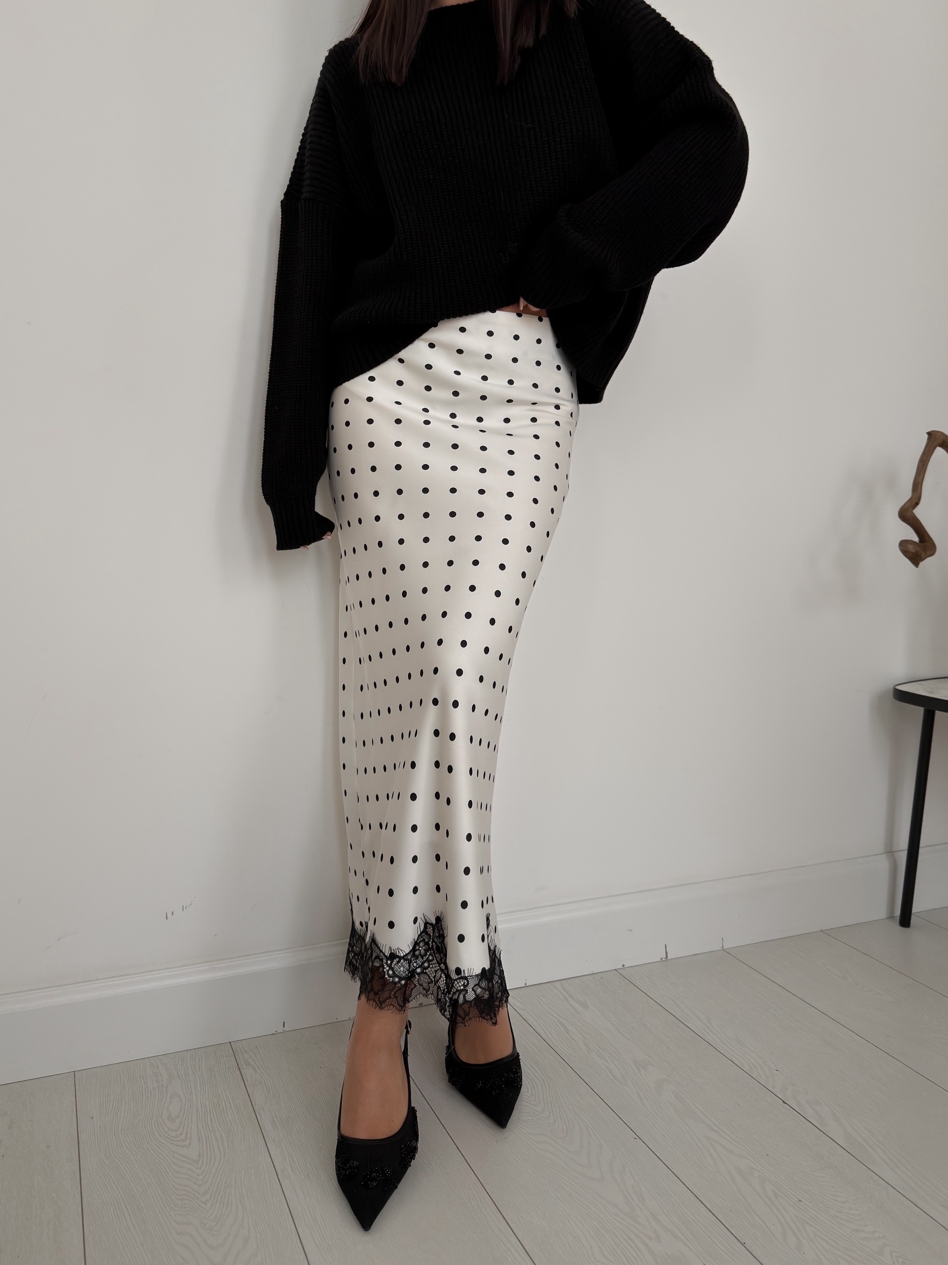 Юбка W166-5 в горошек кружево