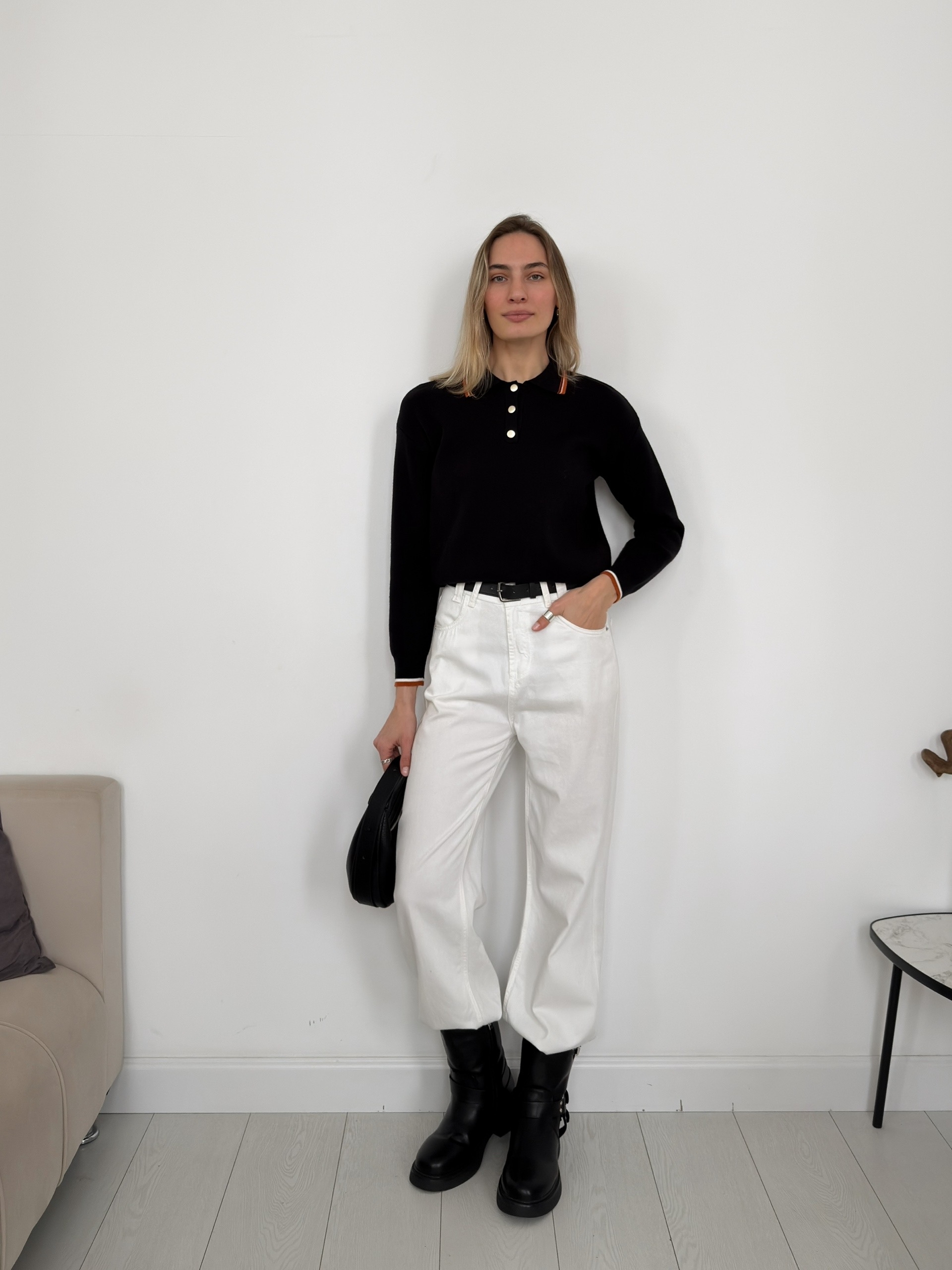 Джемпер Korea S2628 поло золотые пуговки