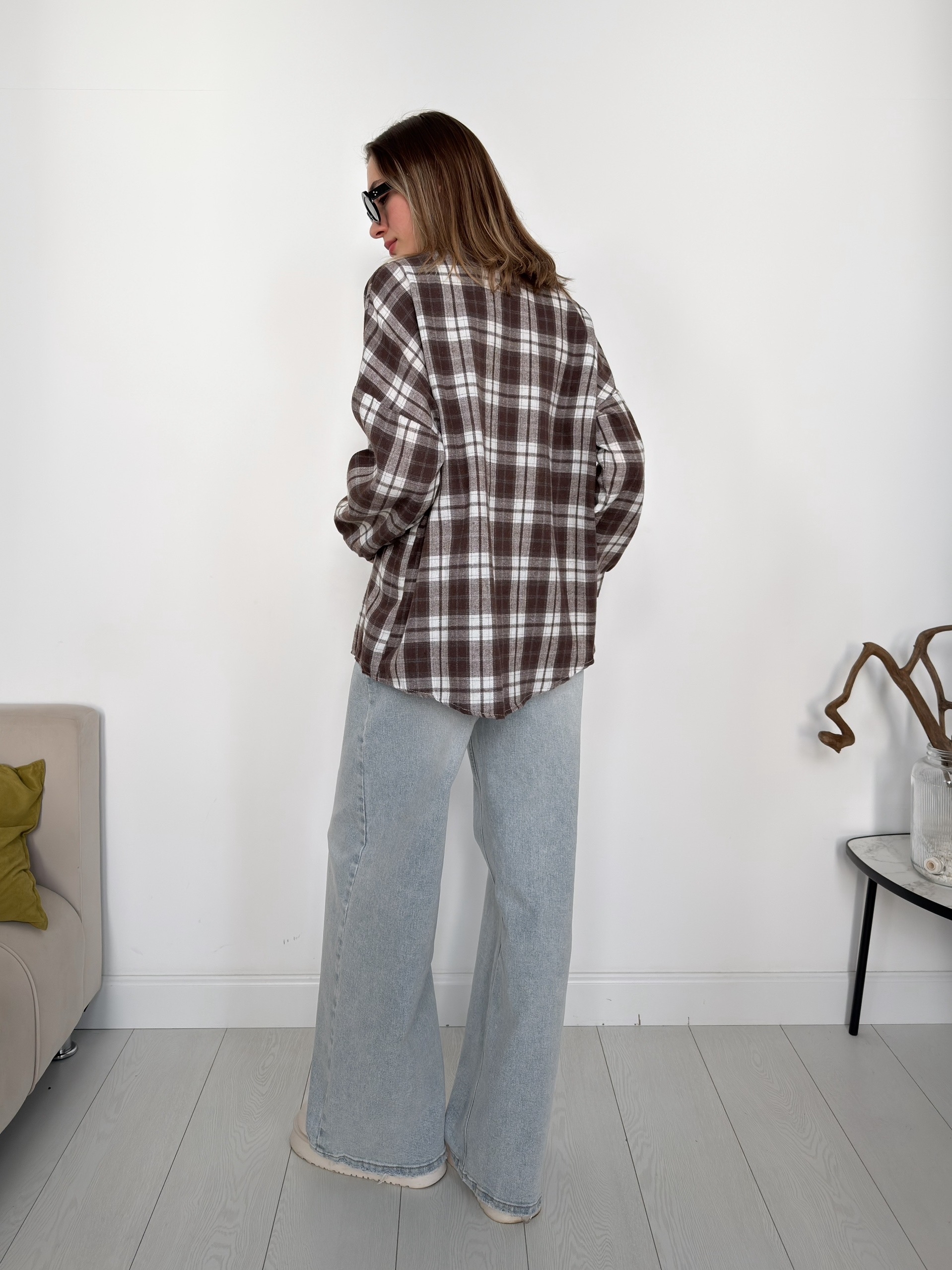 Рубашка клетка 601 на пуговках