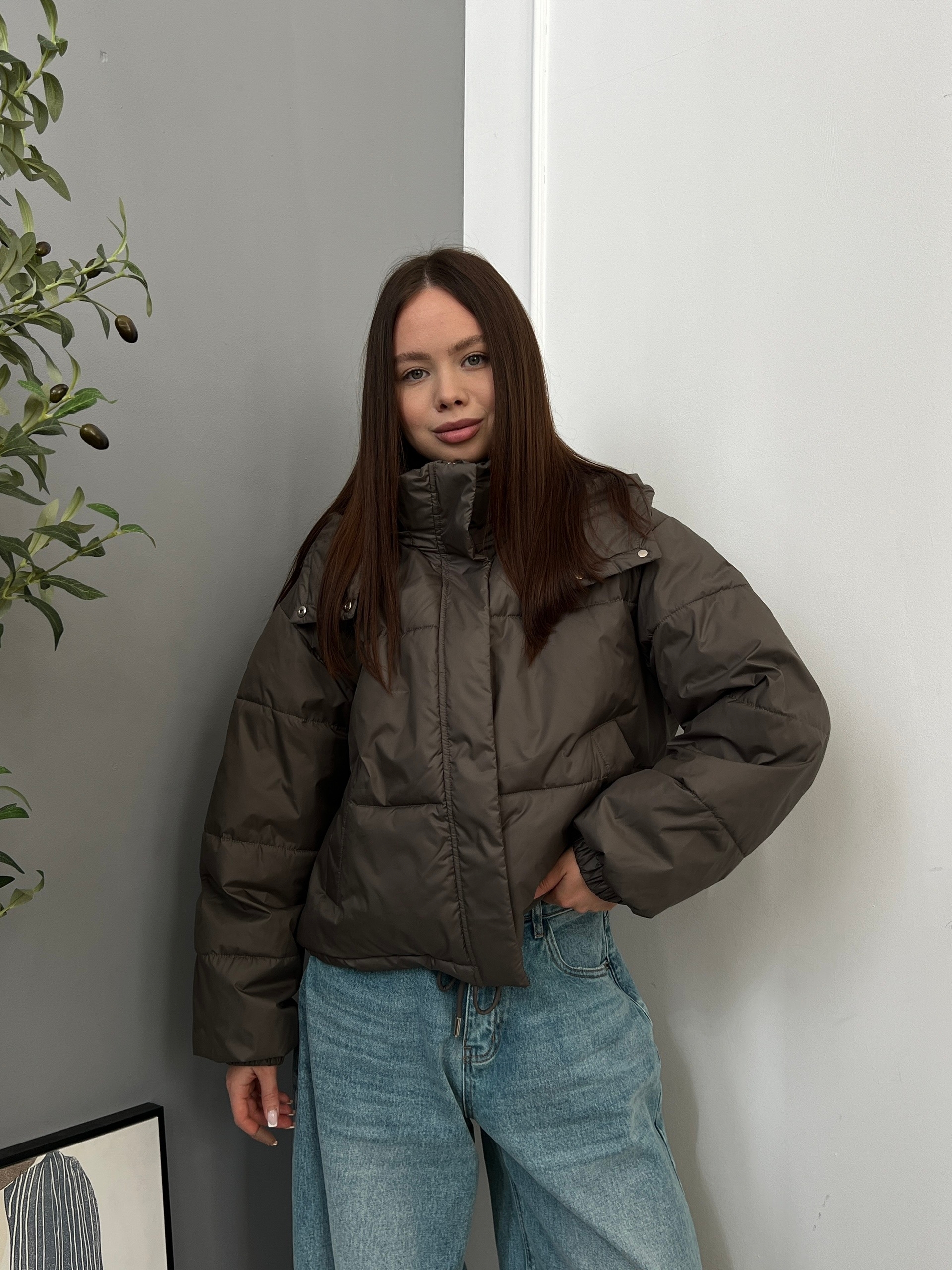 Куртка mega 2529 укороч с капюшоном