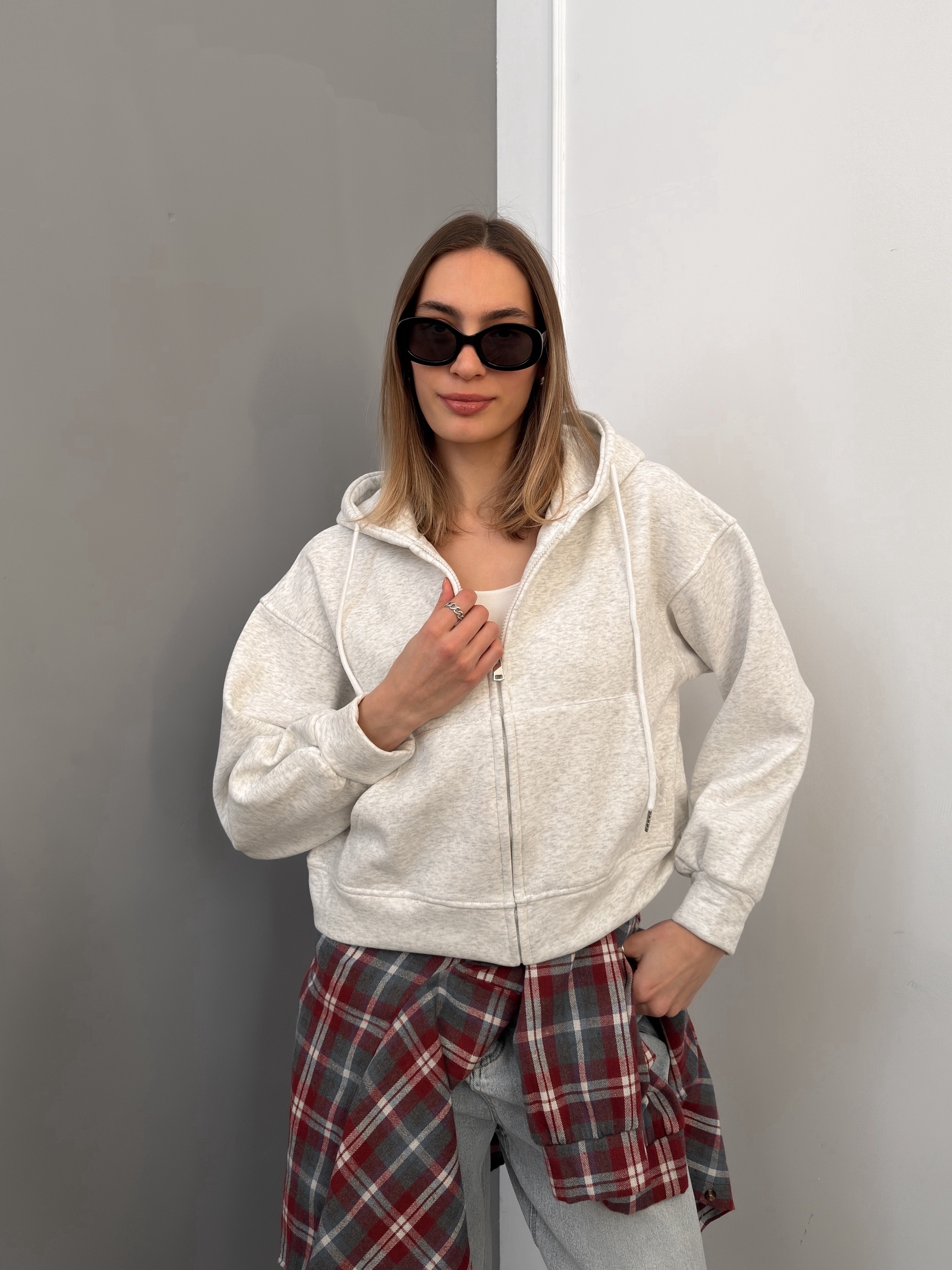 Худи W9095-1 на молнии флис