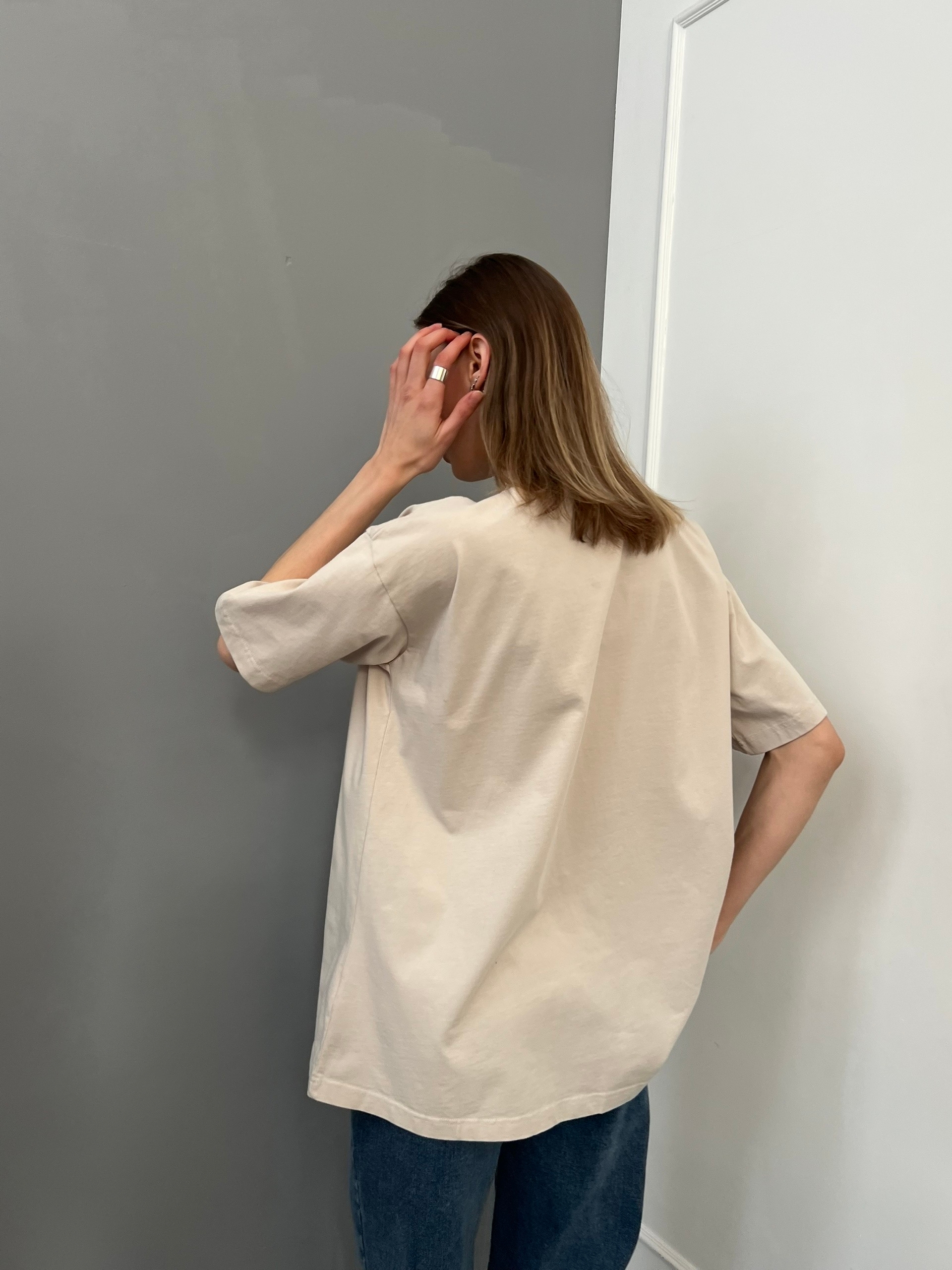 Футболка NJ 1862 принт девушки  оверсайз