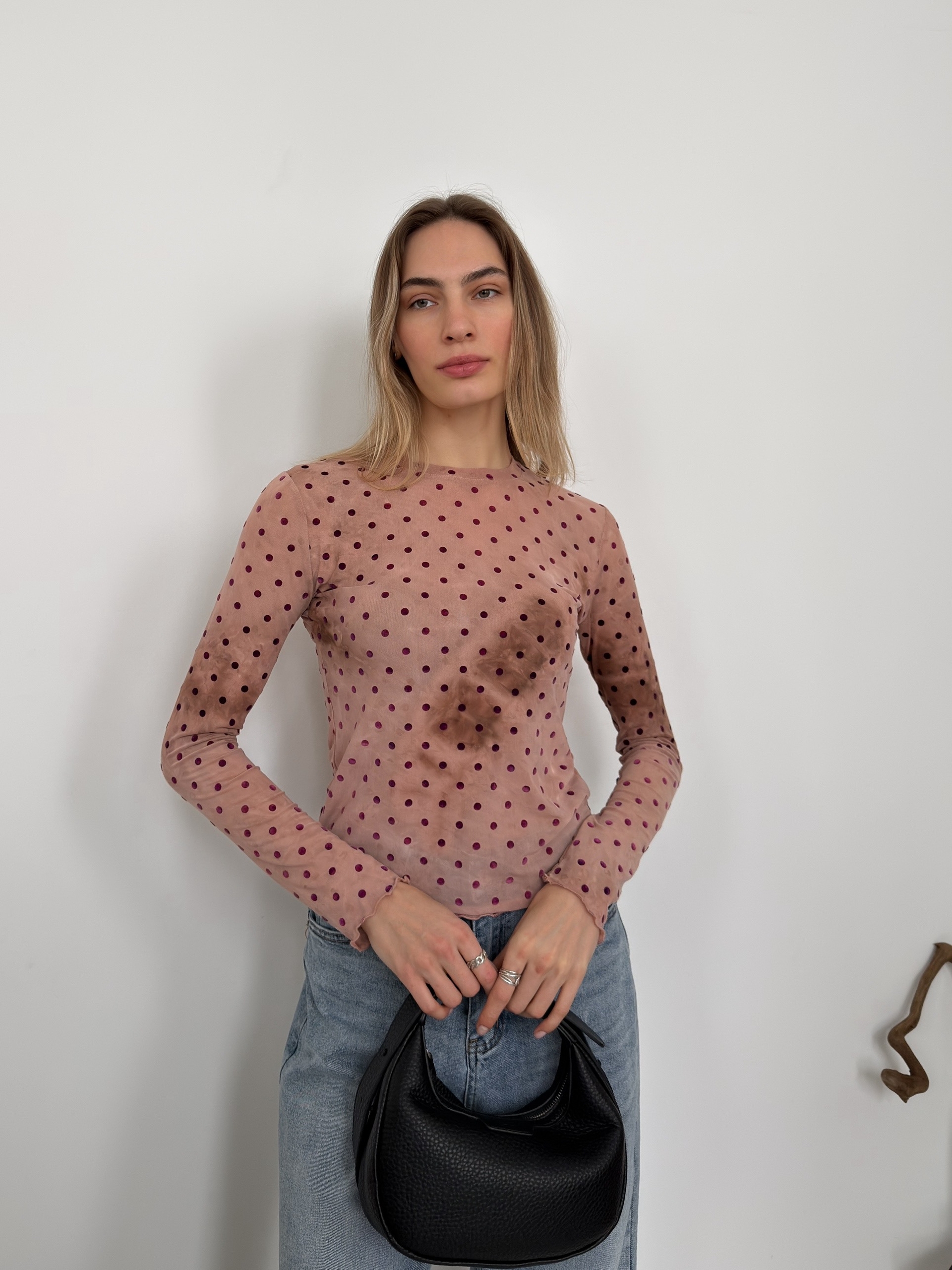 Лонгслив сетка горох WG W6957