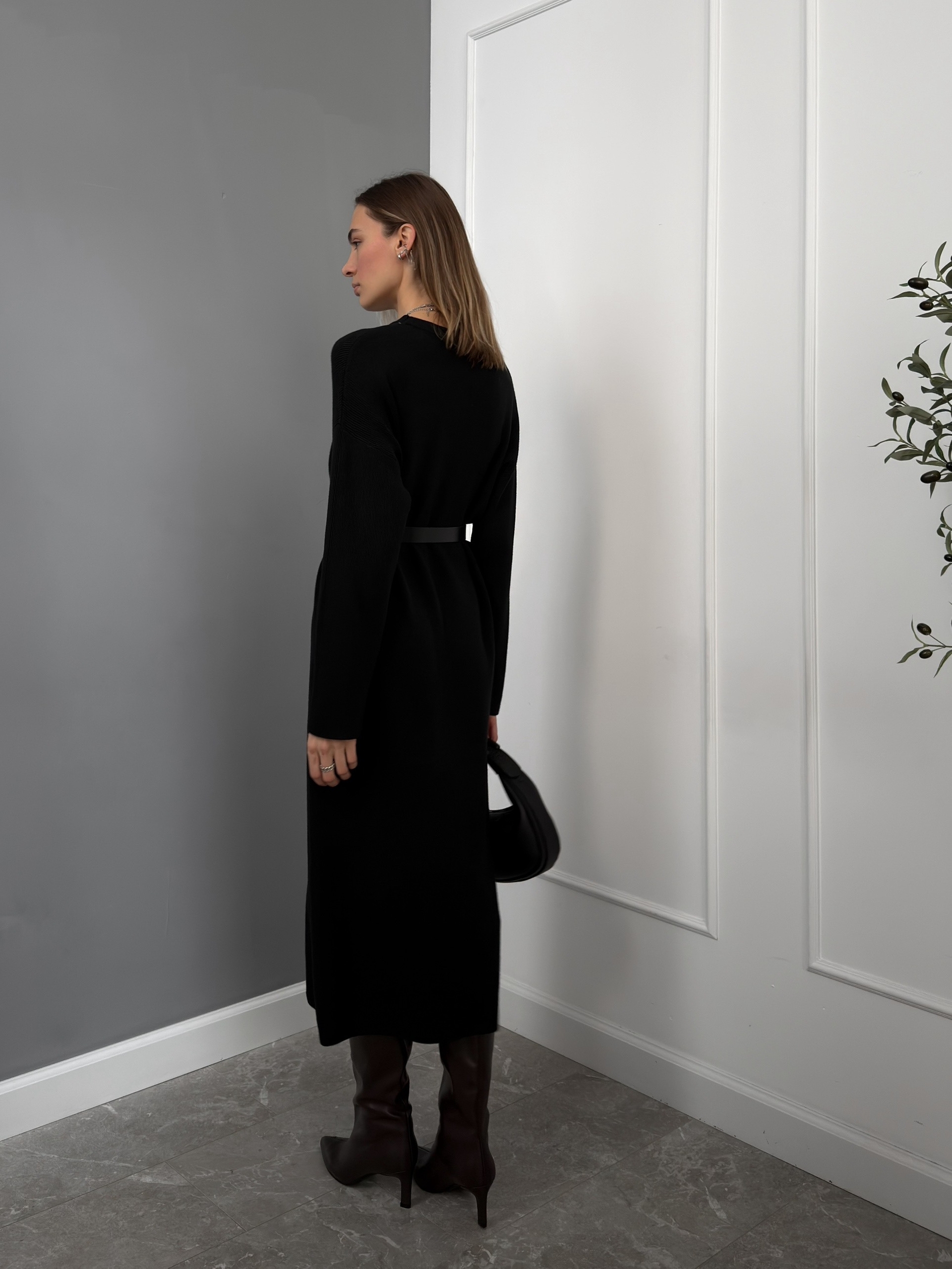 Платье 12066 длинный рукав+ ремень