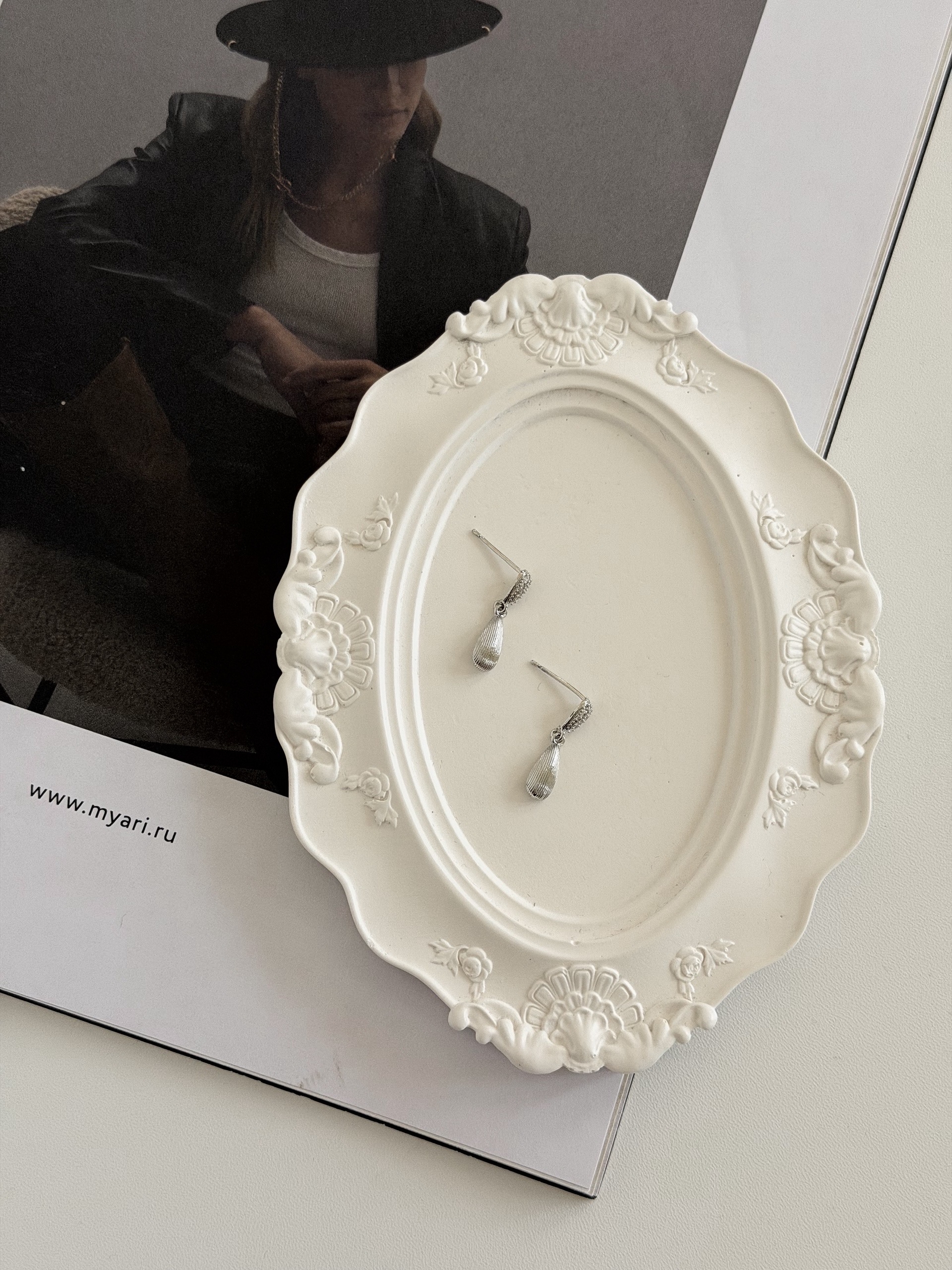 Серьги капли ребристые