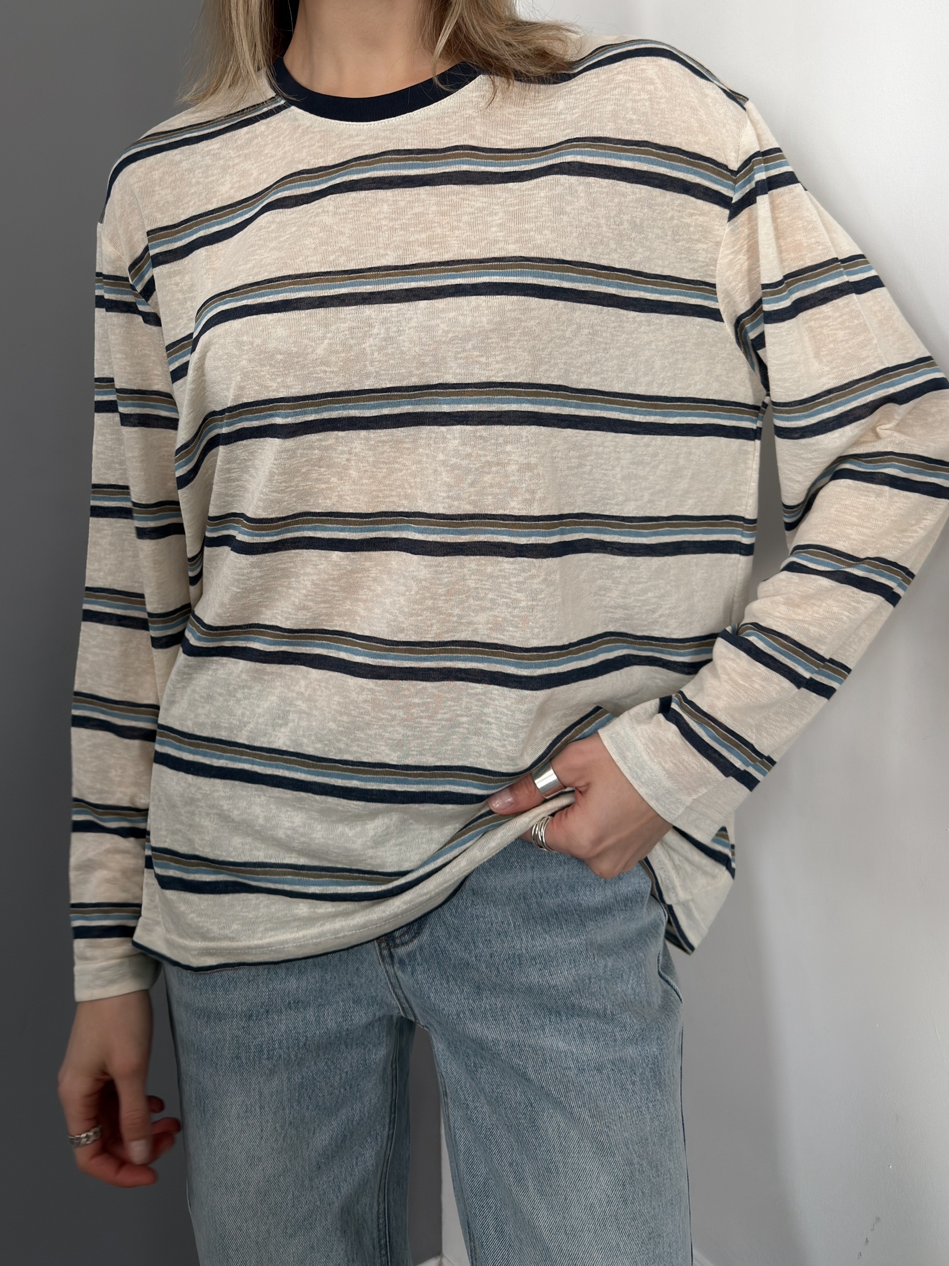 Лонгслив полоска Golly тонкая вязка