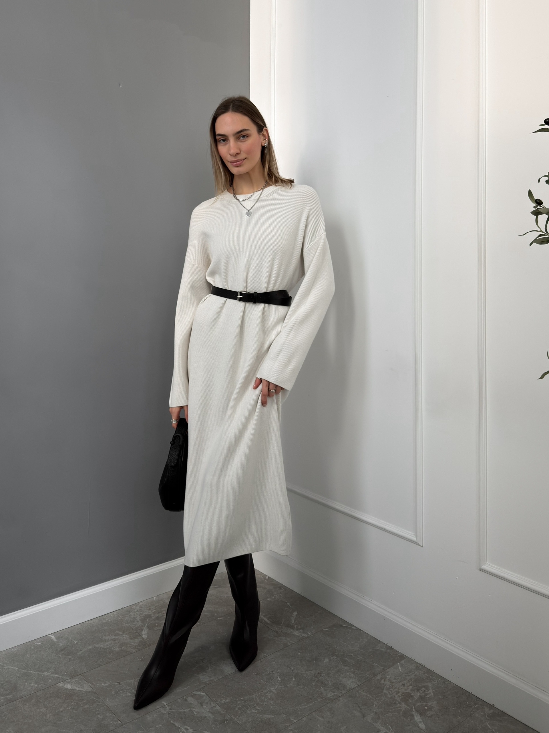 Платье 12066 длинный рукав+ ремень