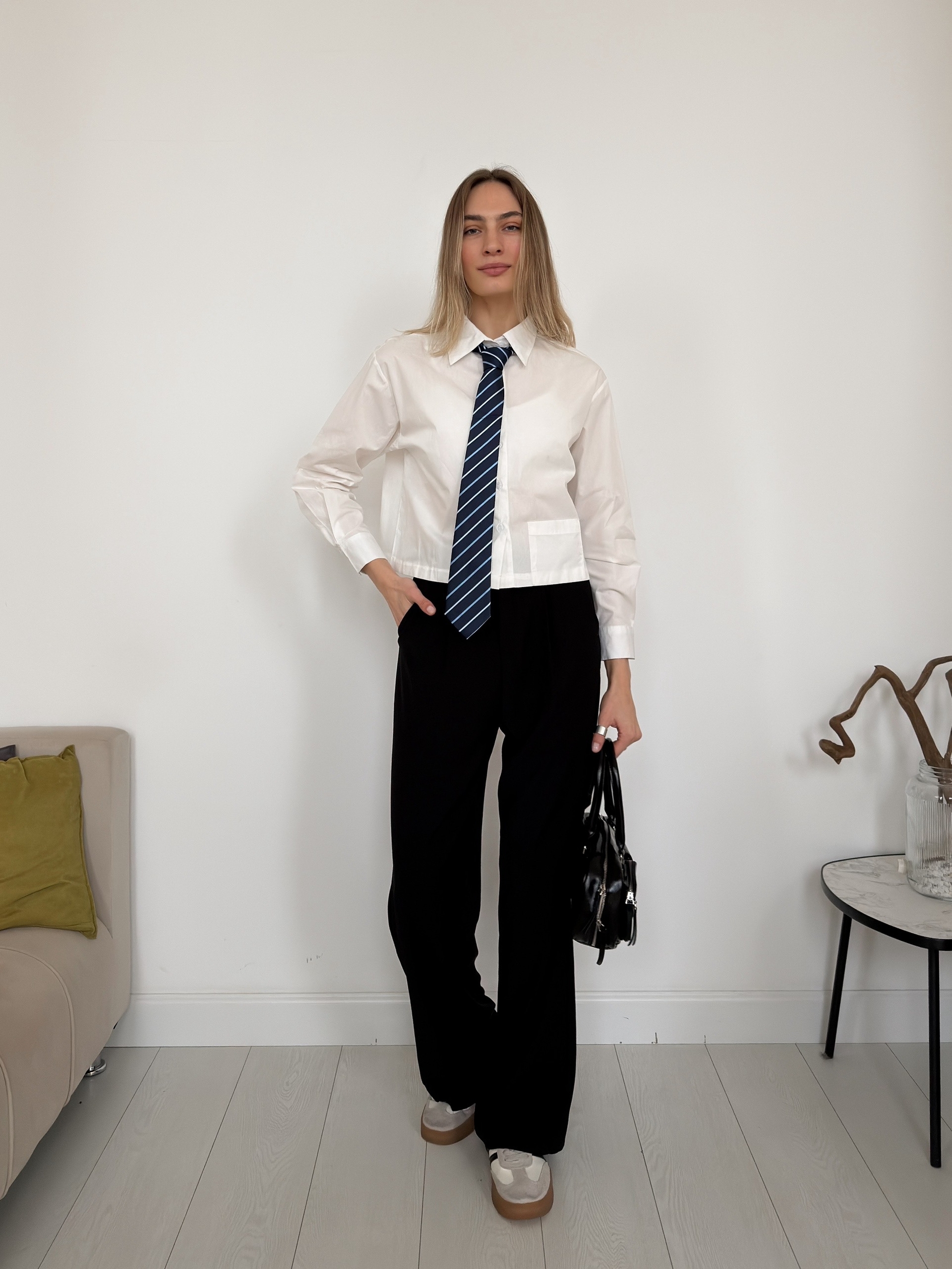 Рубашка с галстуком free valley укороченная 4540