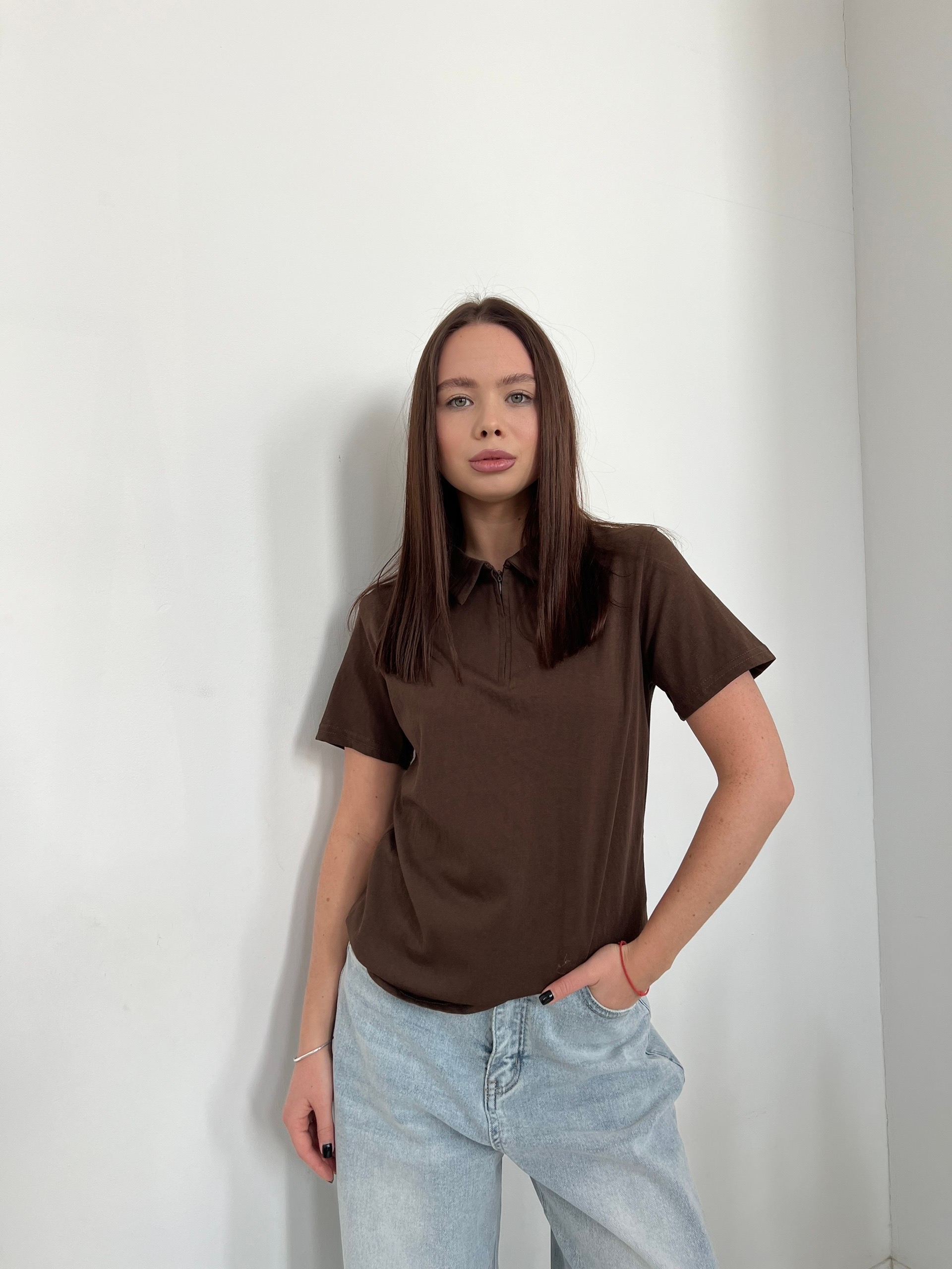 Поло Korea 950 на молнии с коротким рукавом