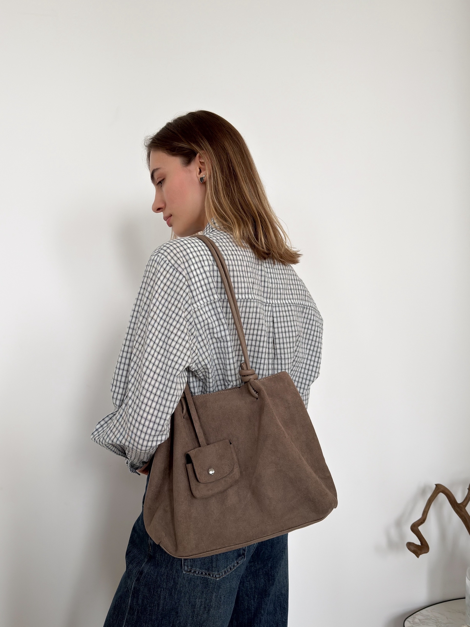 Сумка замша мешочек 9898