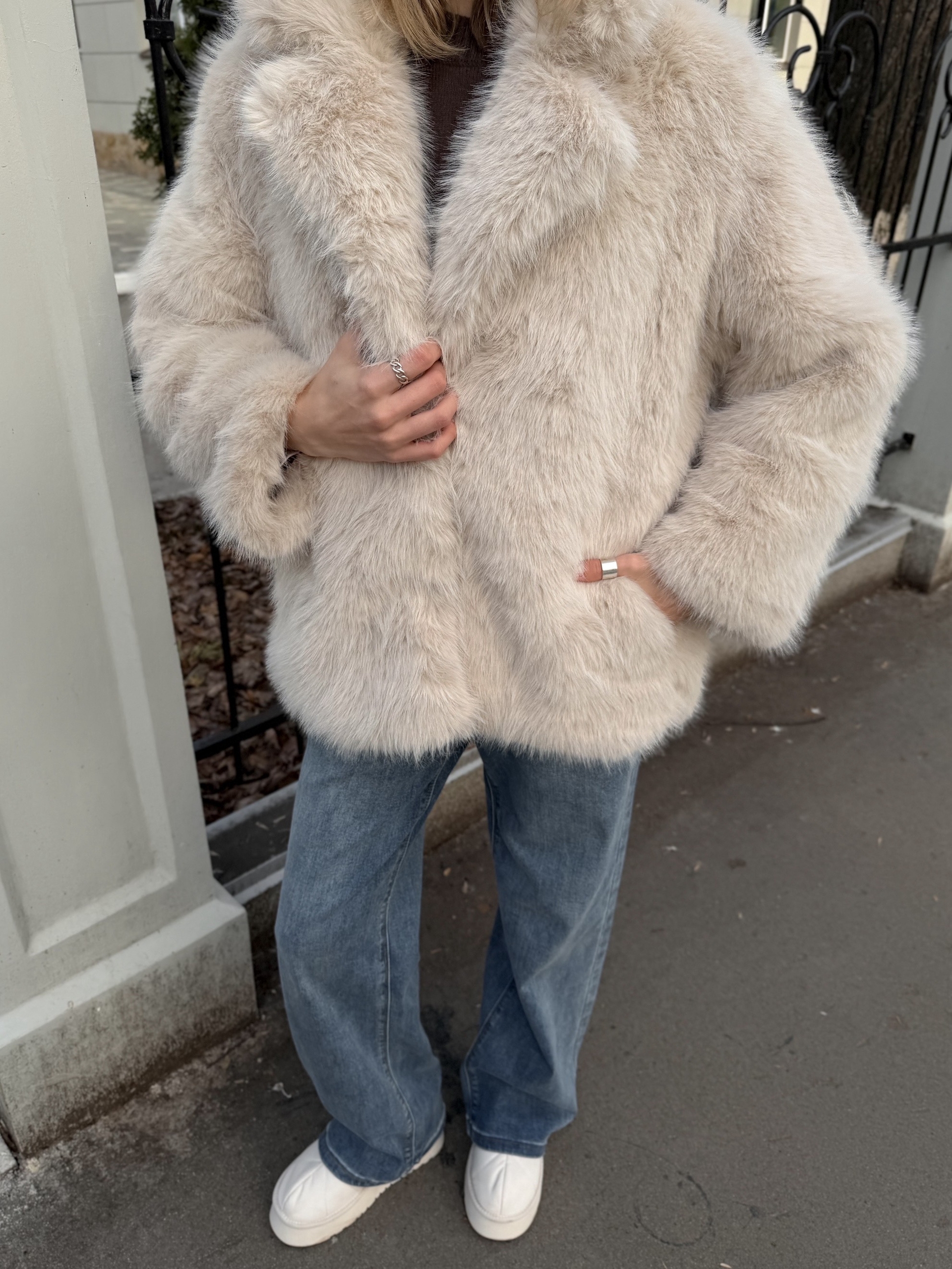 Шуба W 6682 пушистая средн длина