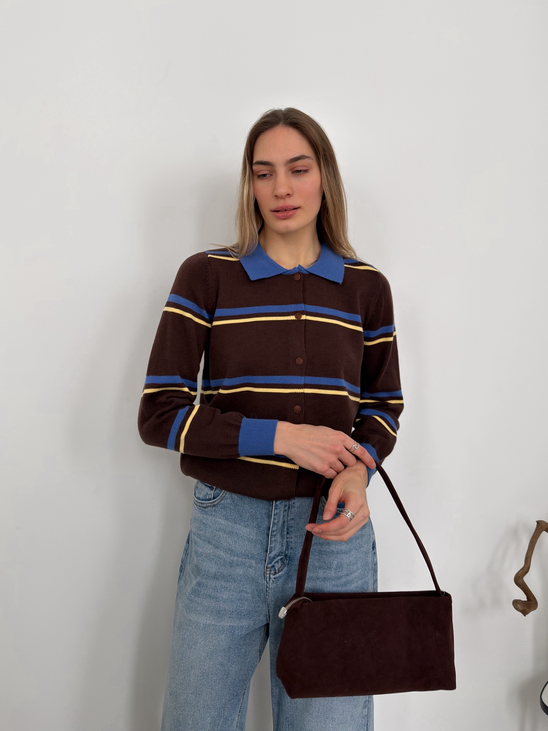 Джемпер поло 7003 в полоску