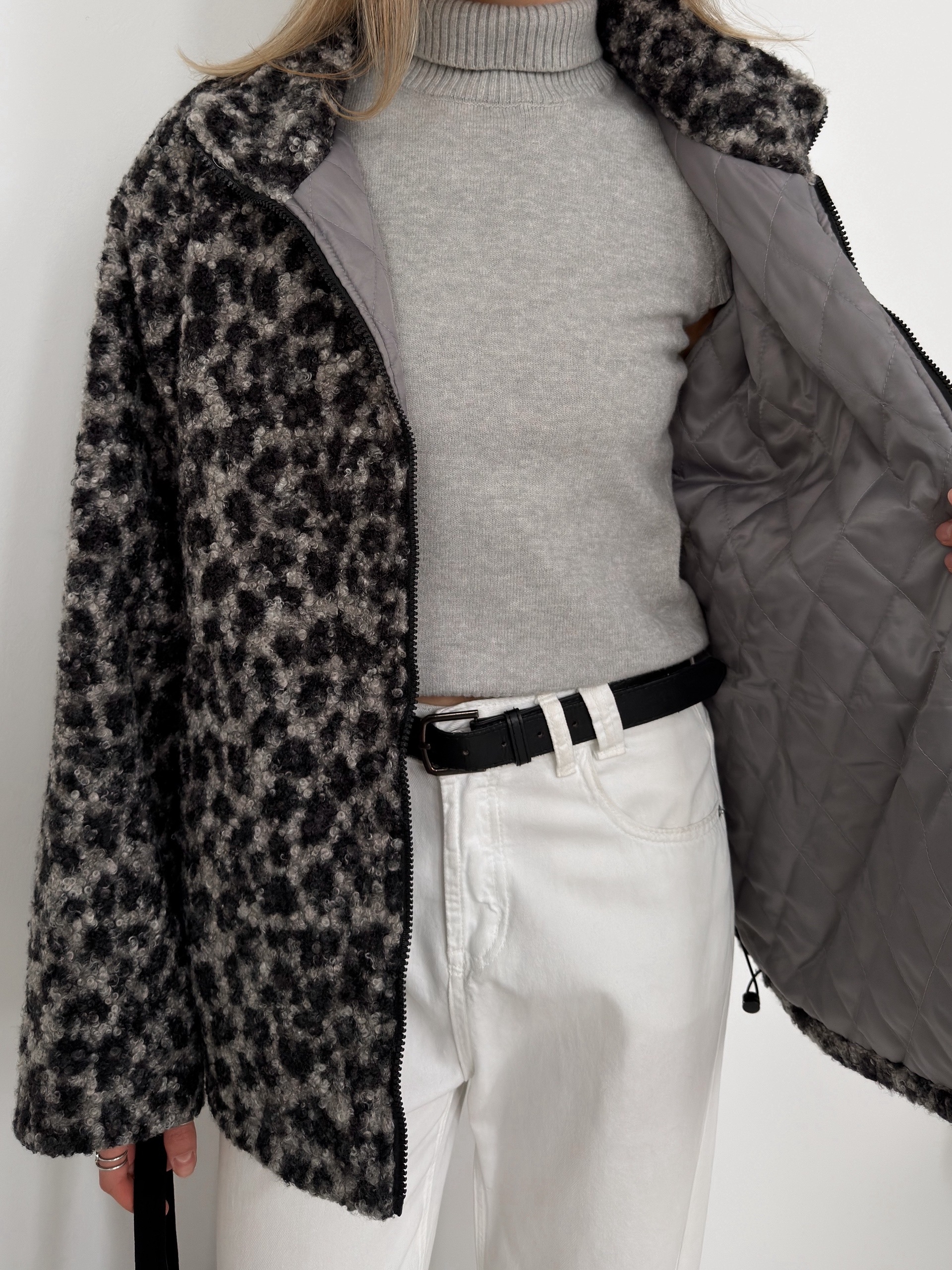 Шубка China 32658 принт лео затяжка внизу