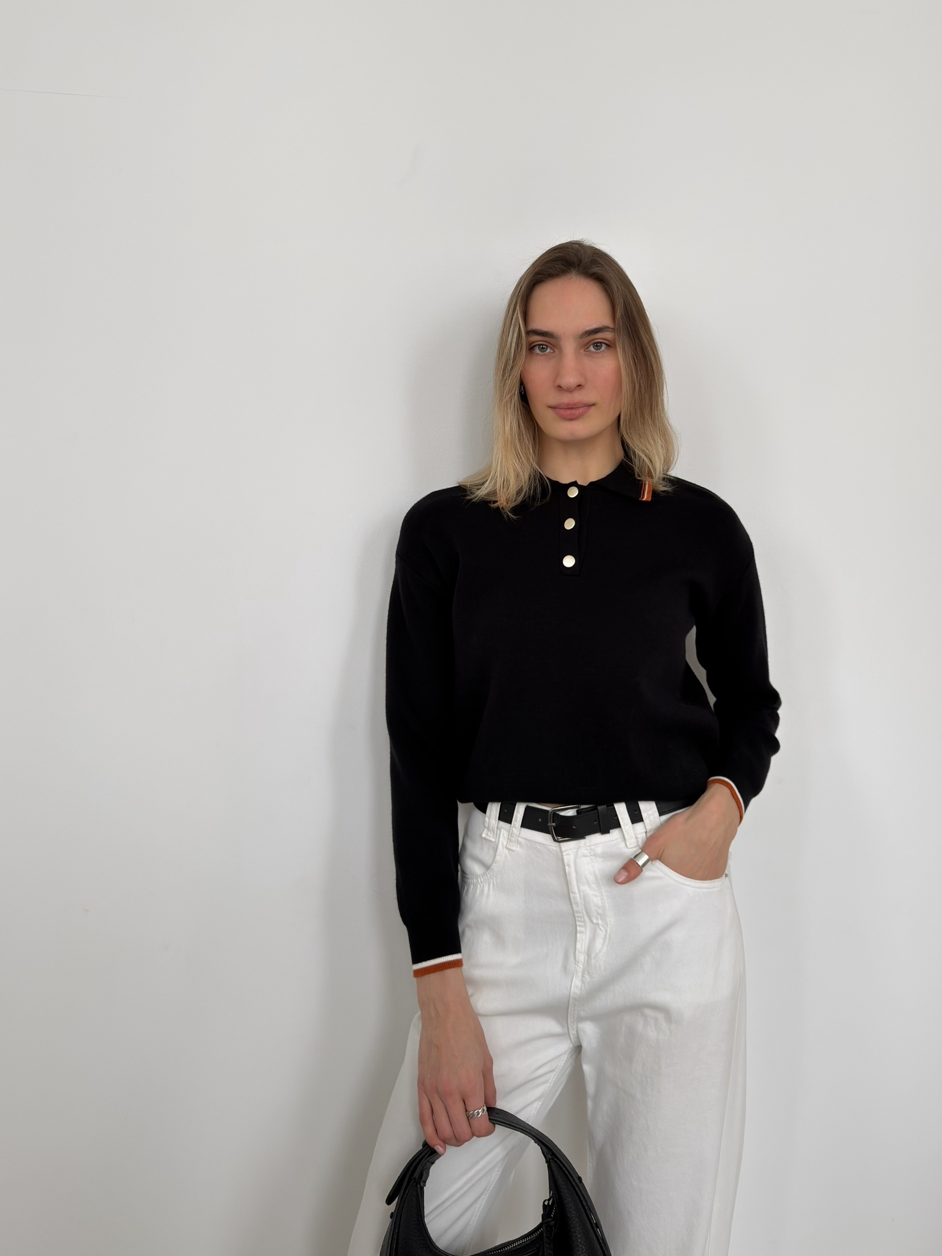 Джемпер Korea S2628 поло золотые пуговки