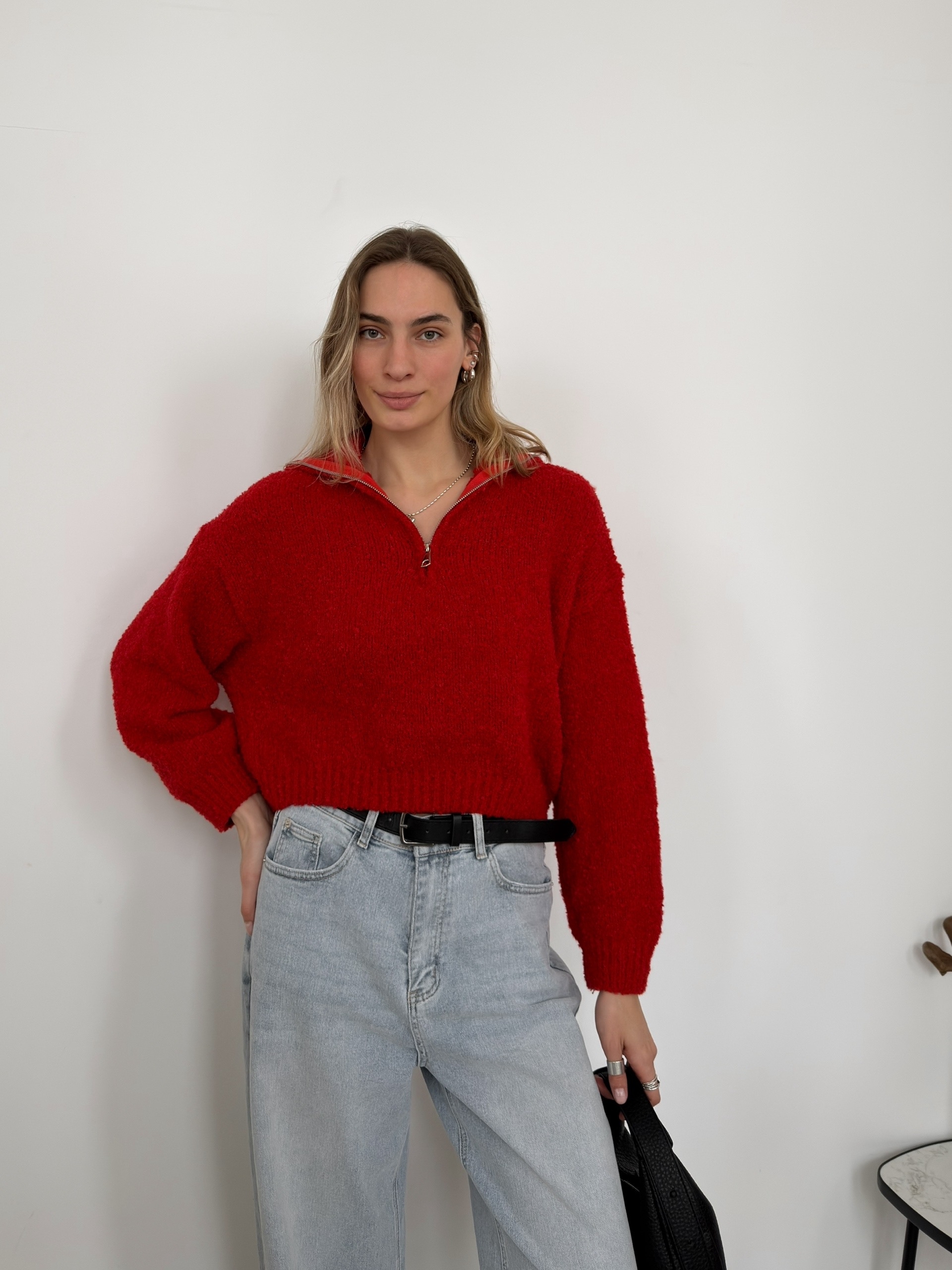 Джемпер Korea F1090 поло на молнии барашек