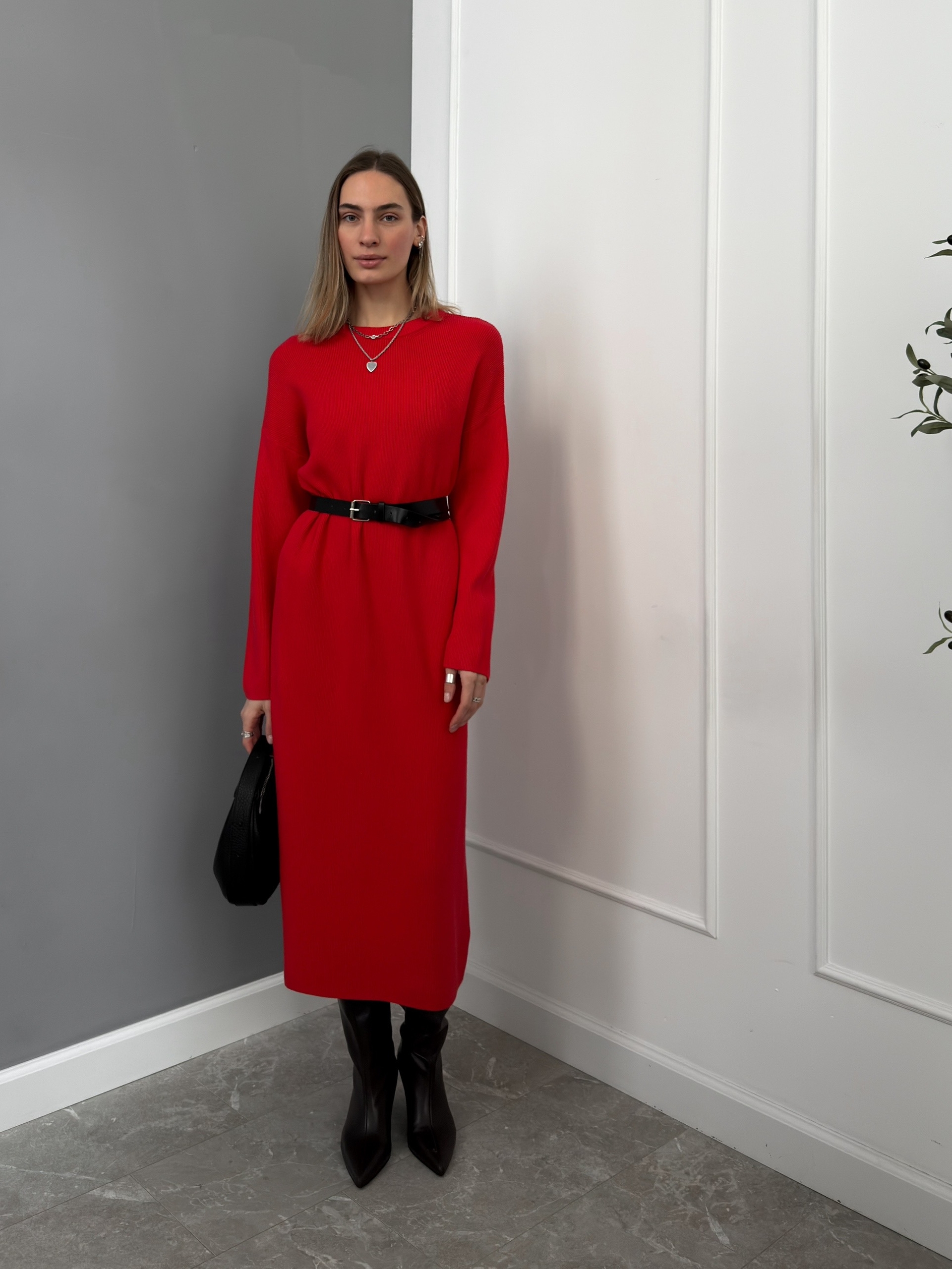 Платье 12066 длинный рукав+ ремень