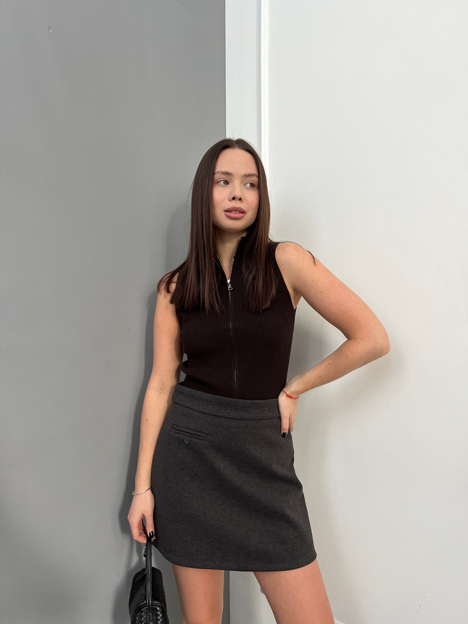 Майка Korea 299  на молнии в рубчик