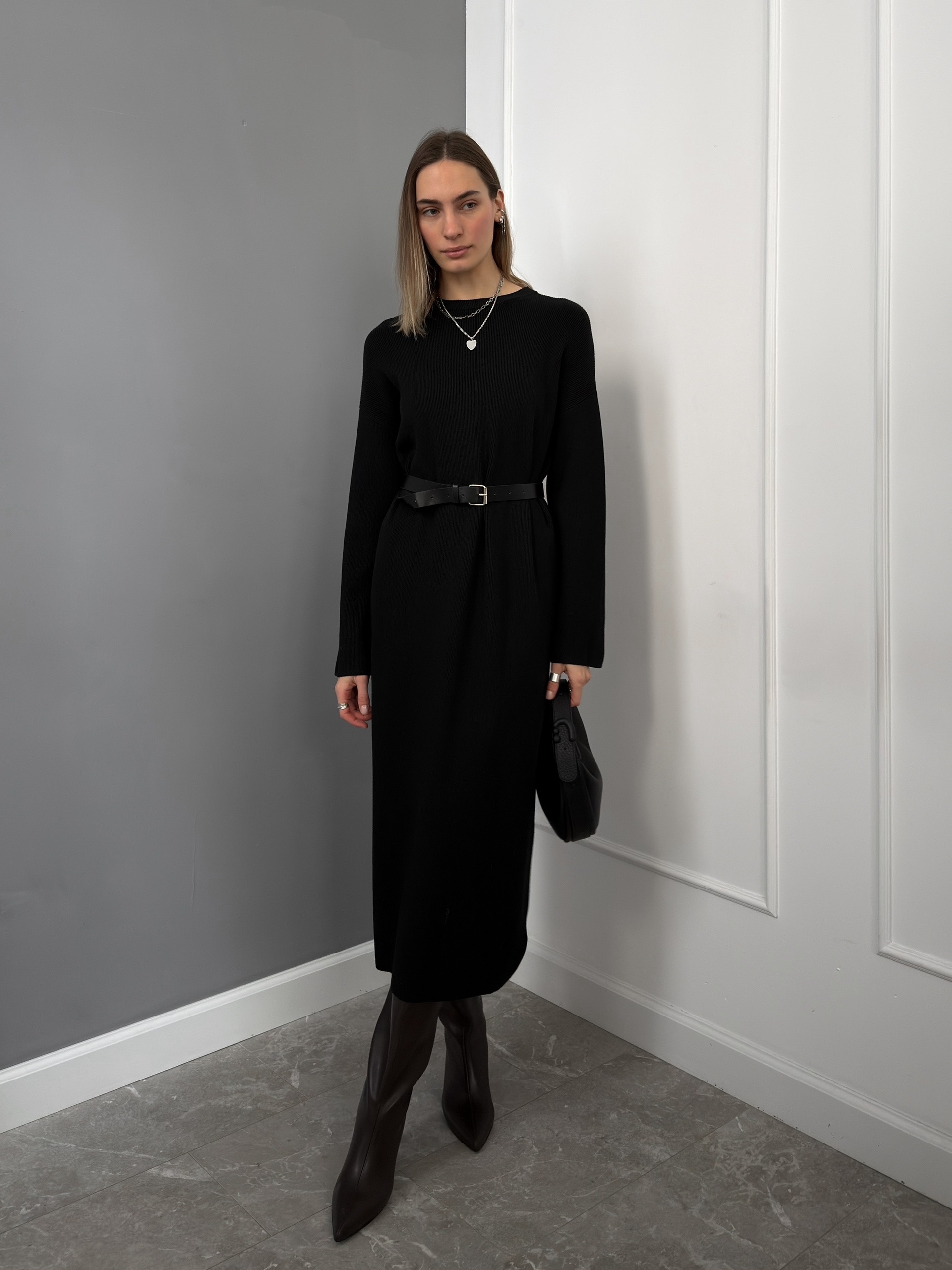 Платье 12066 длинный рукав+ ремень