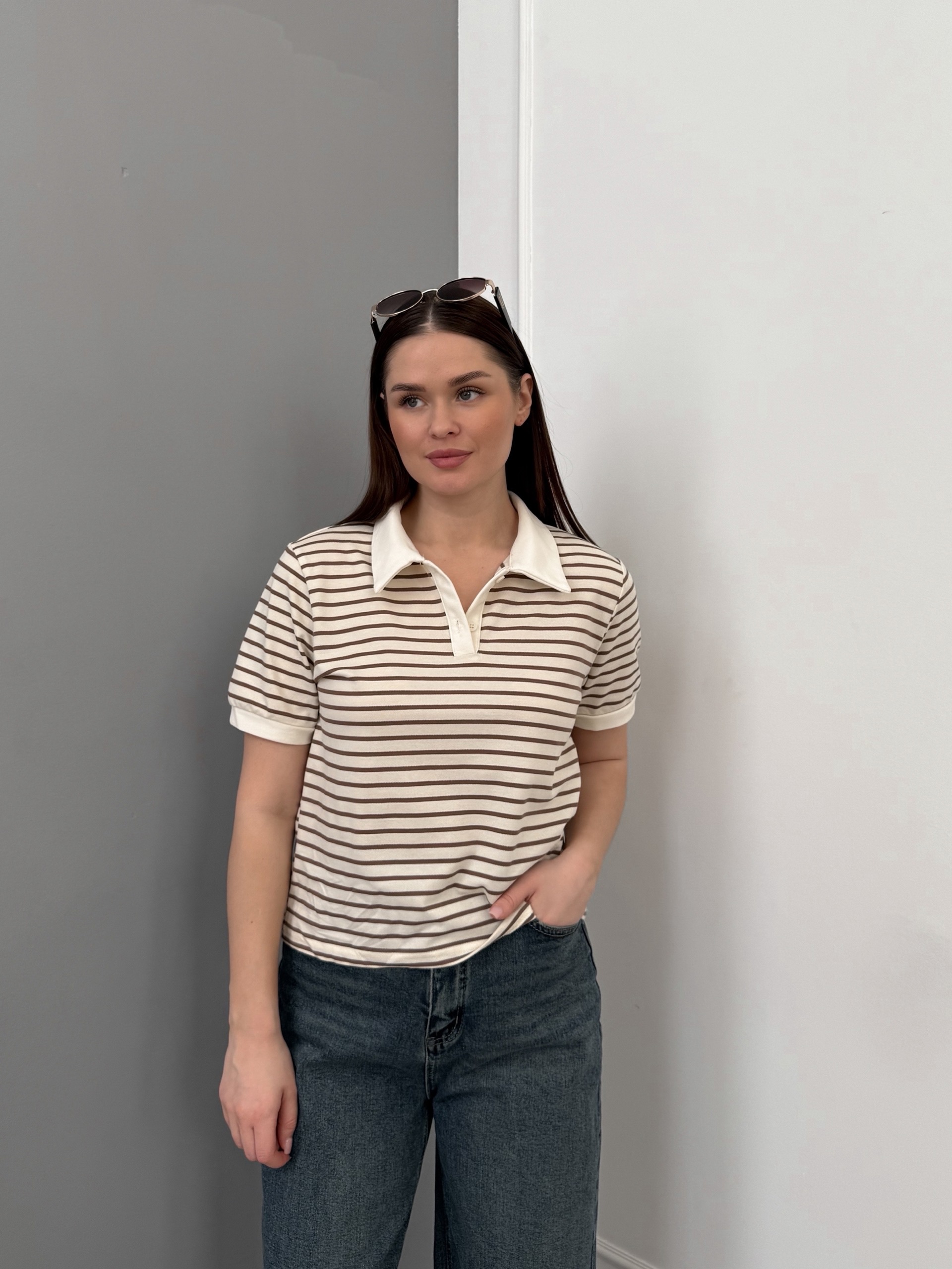Футболка A.Studio 3533 поло в полоску