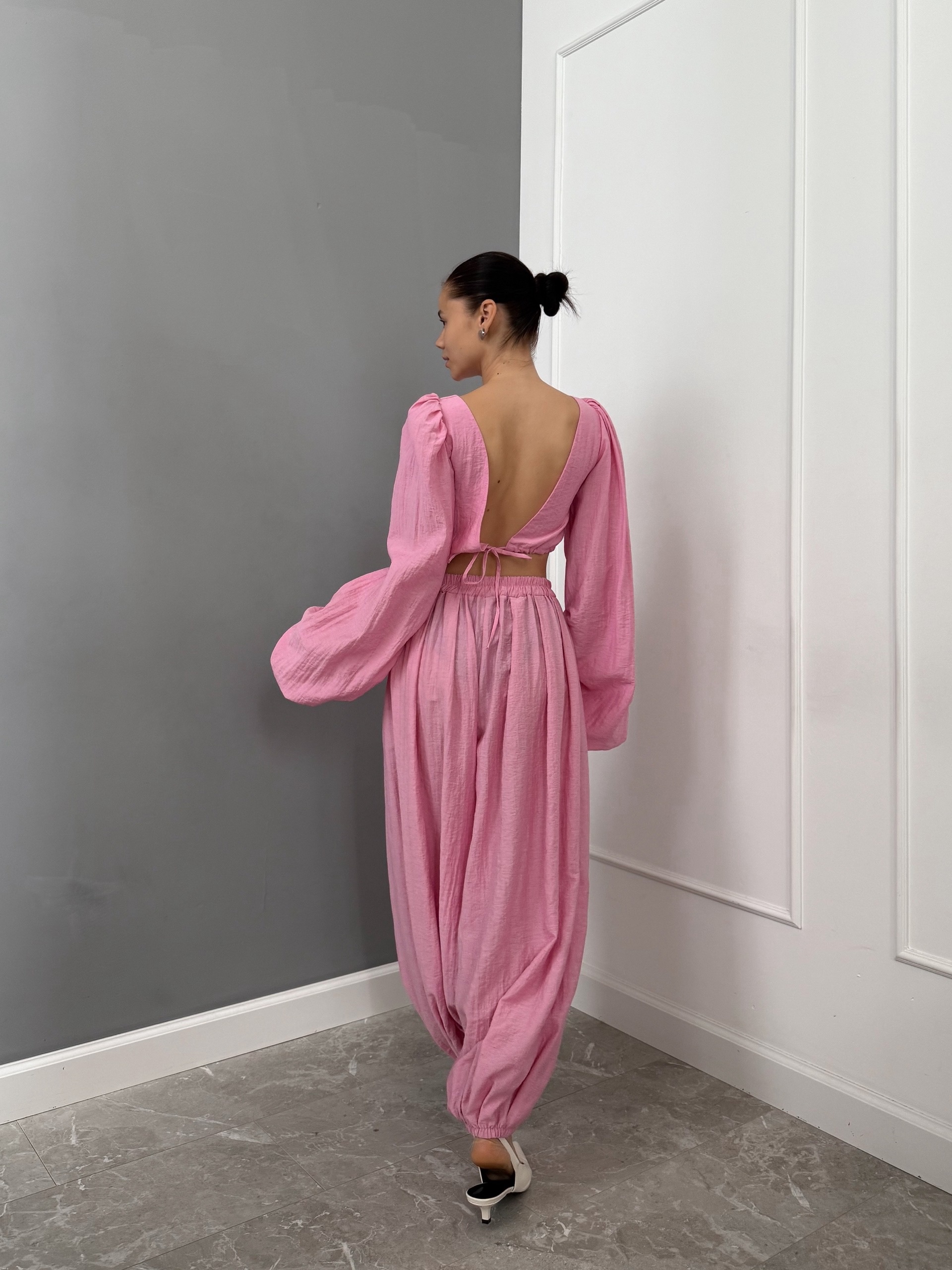 Костюм летний One Collection укороченный кардиган+брюки