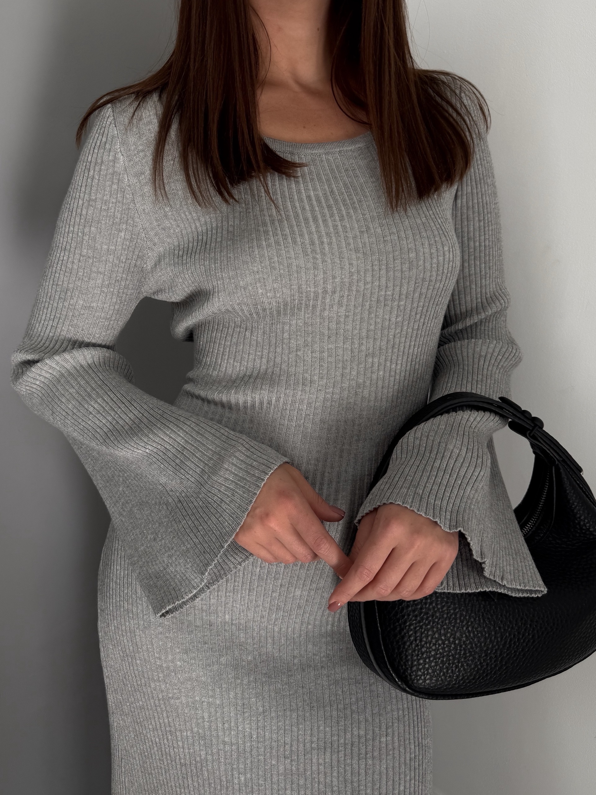 Платье 80043 завязки на талии в рубчик