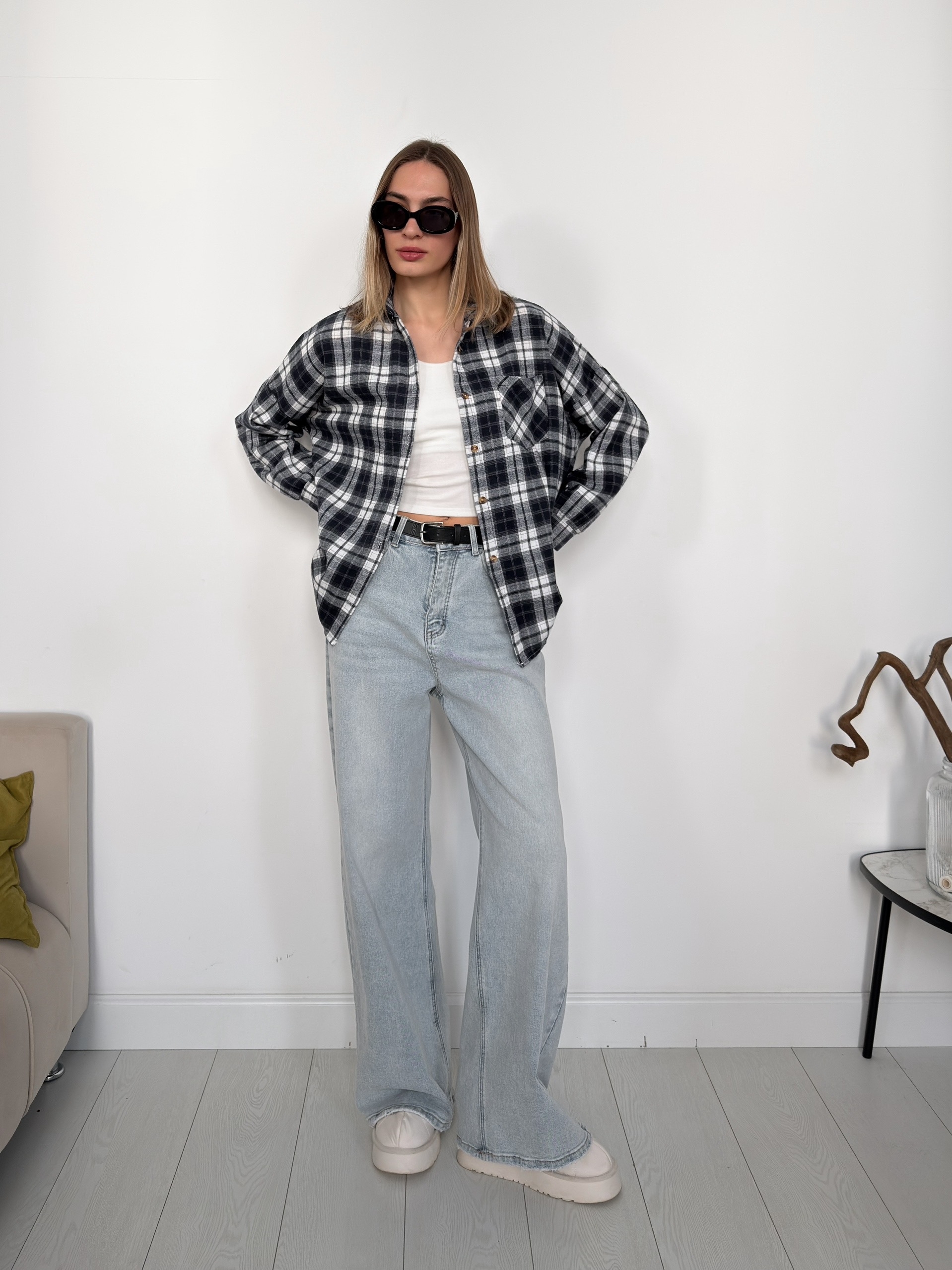 Рубашка клетка 601 на пуговках