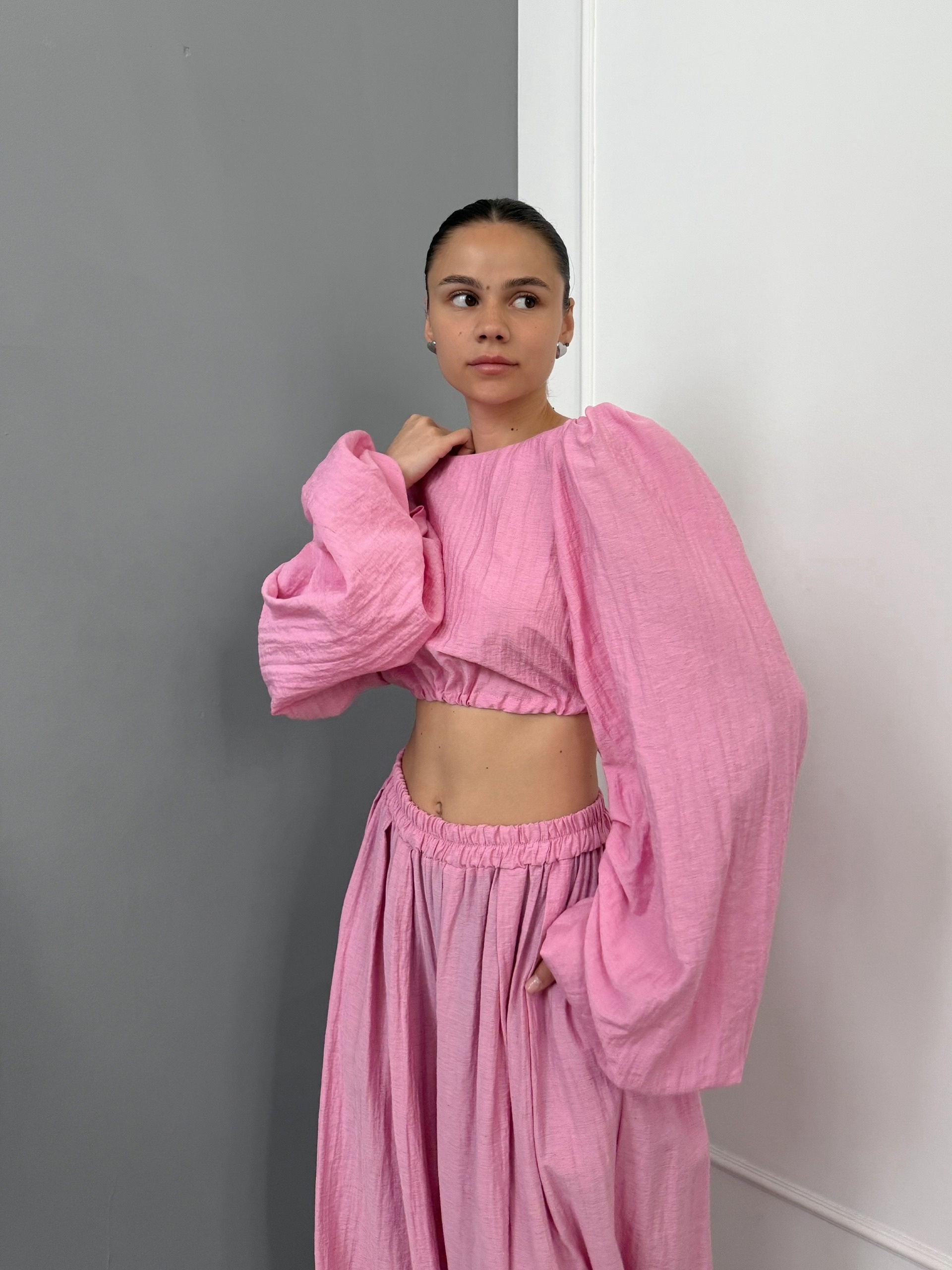 Костюм летний One Collection укороченный кардиган+брюки