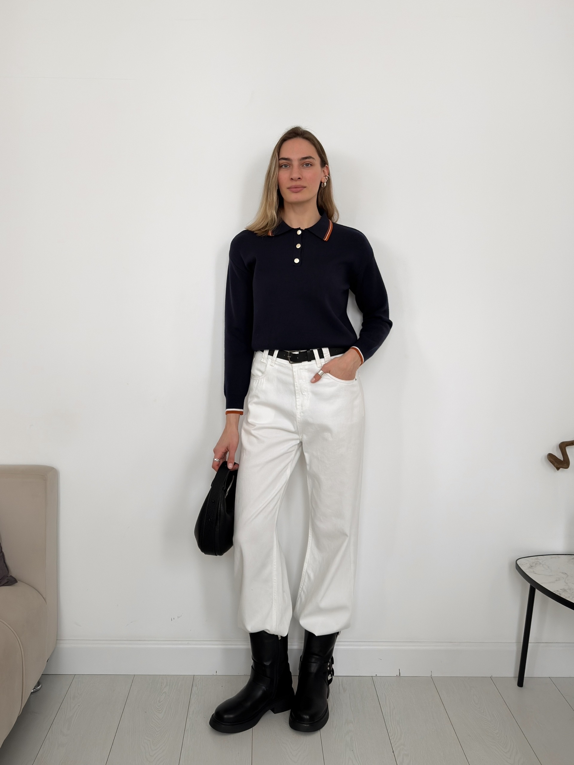 Джемпер Korea S2628 поло золотые пуговки