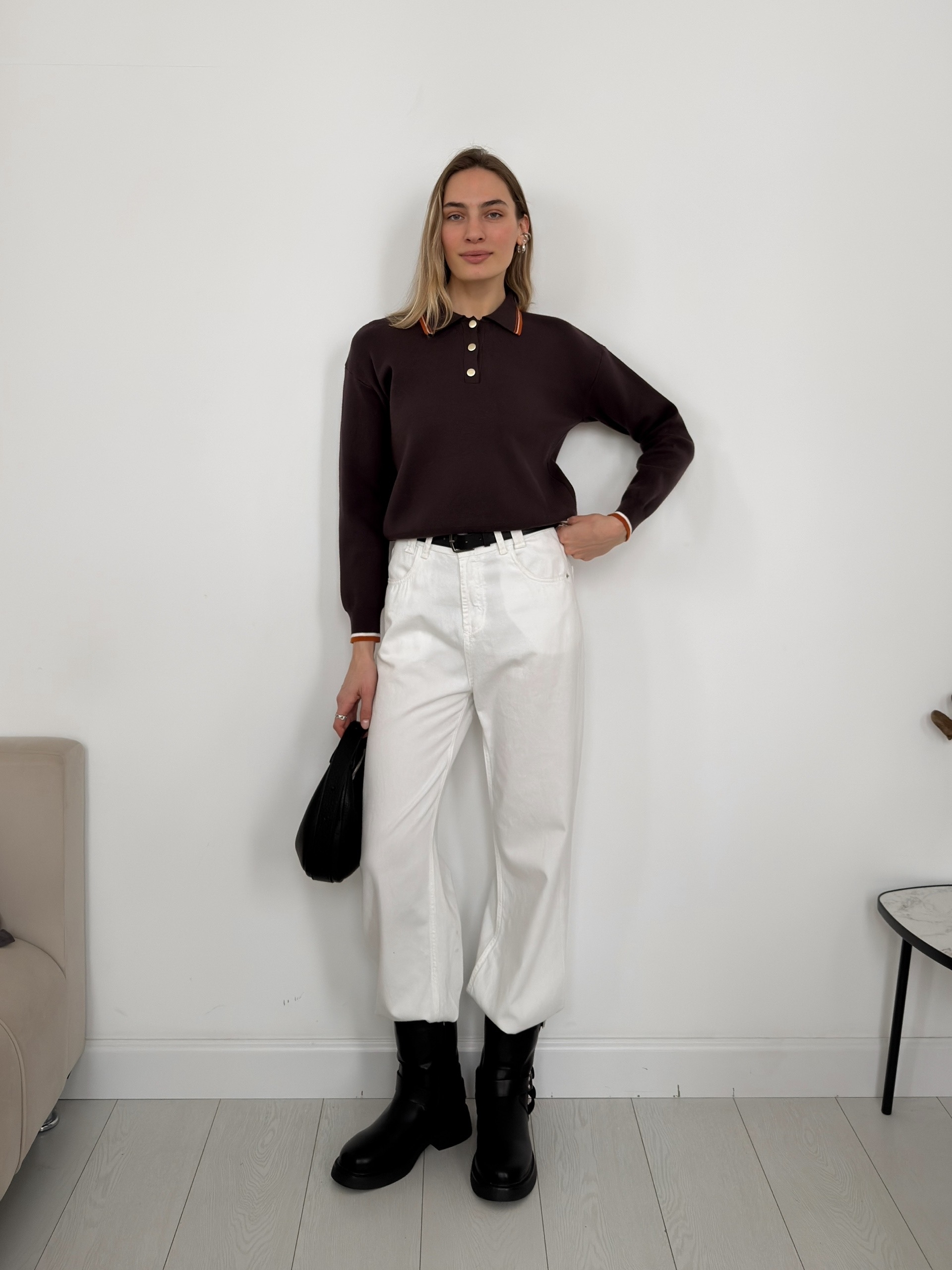 Джемпер Korea S2628 поло золотые пуговки