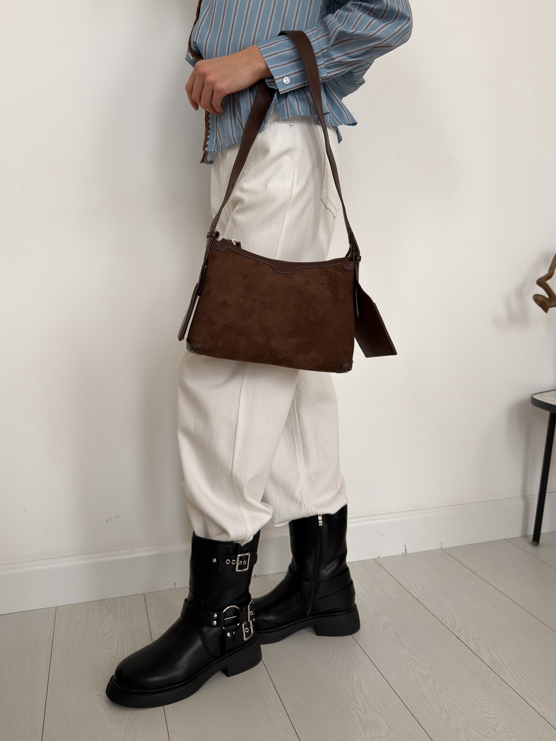 Сумка замша 6207 кожаный ремень