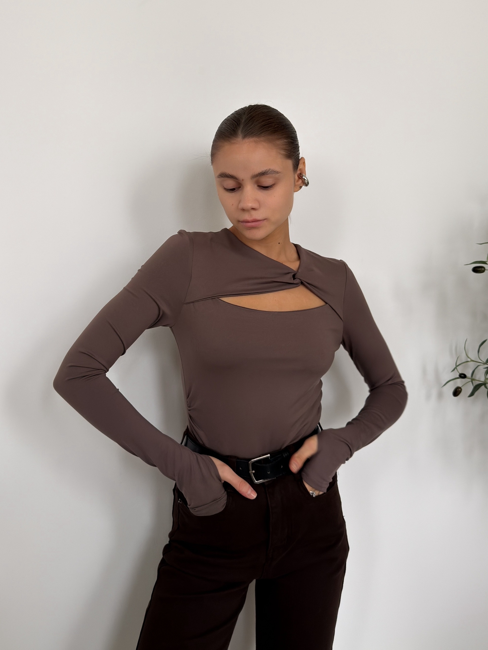 Кофточка Nama 023 вырез сборки на талии