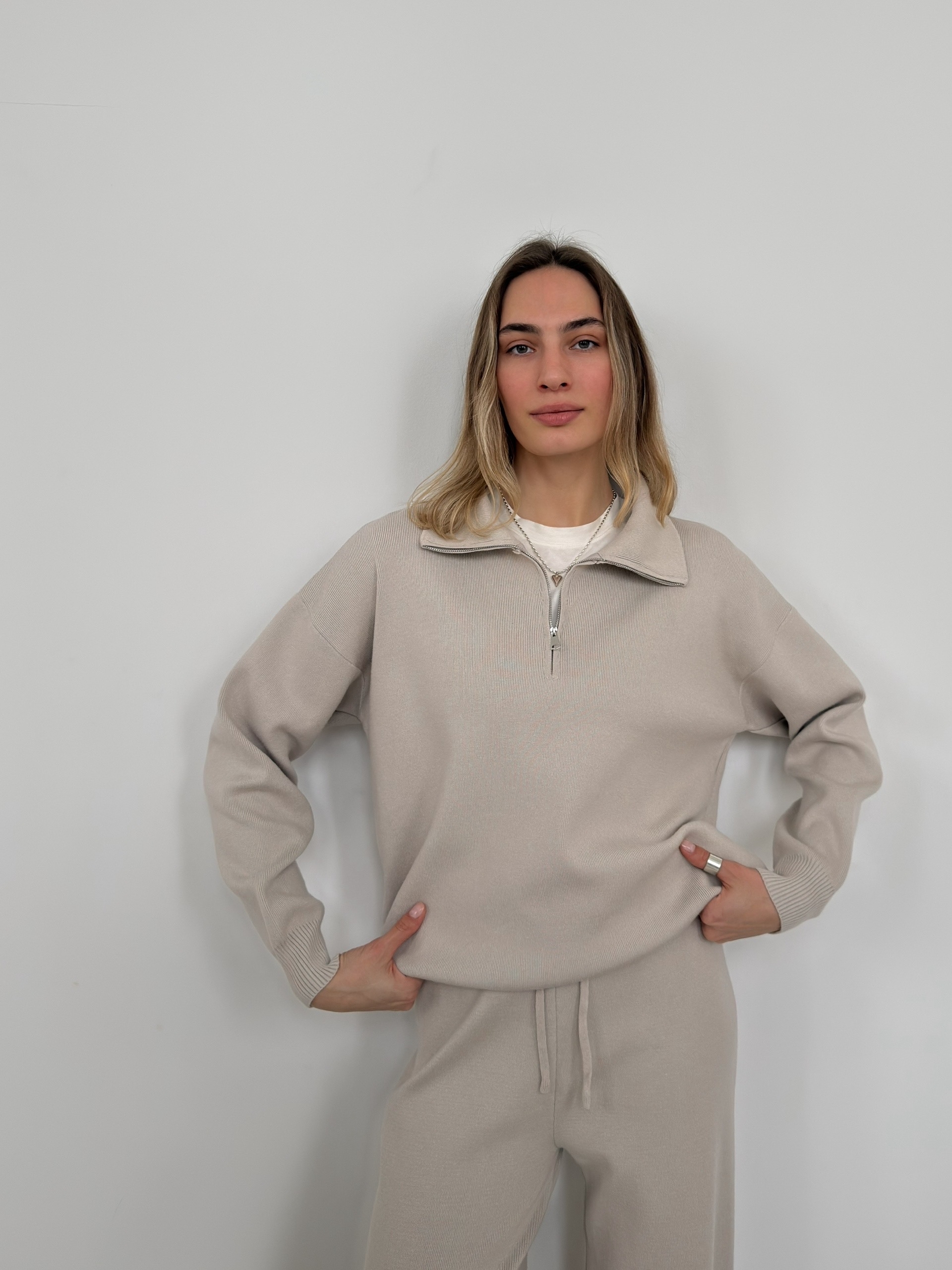 Костюм Korea 4970джемпер поло на молнии+брюки