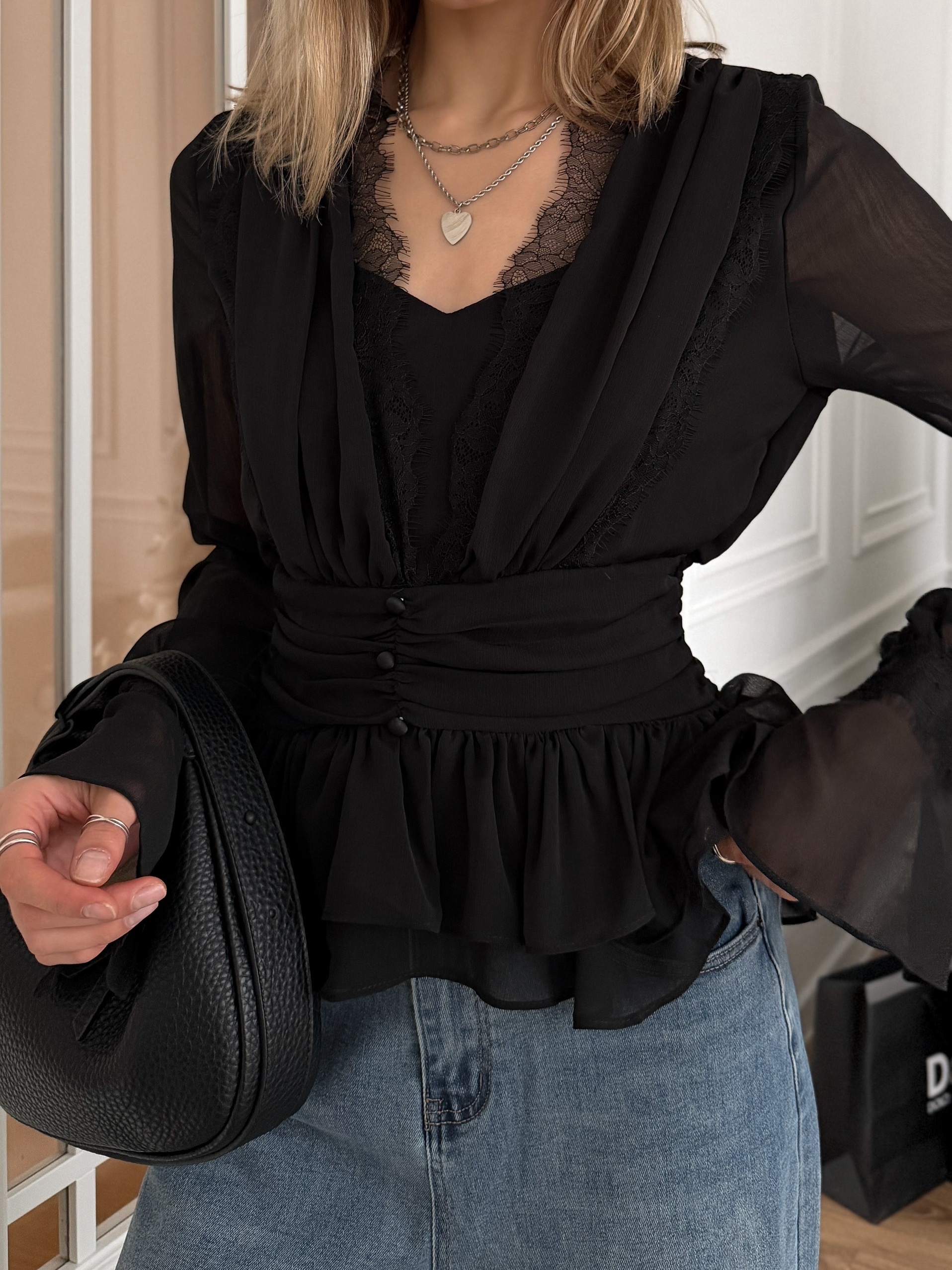 Блуза Fire 9360 кружева+пуговки