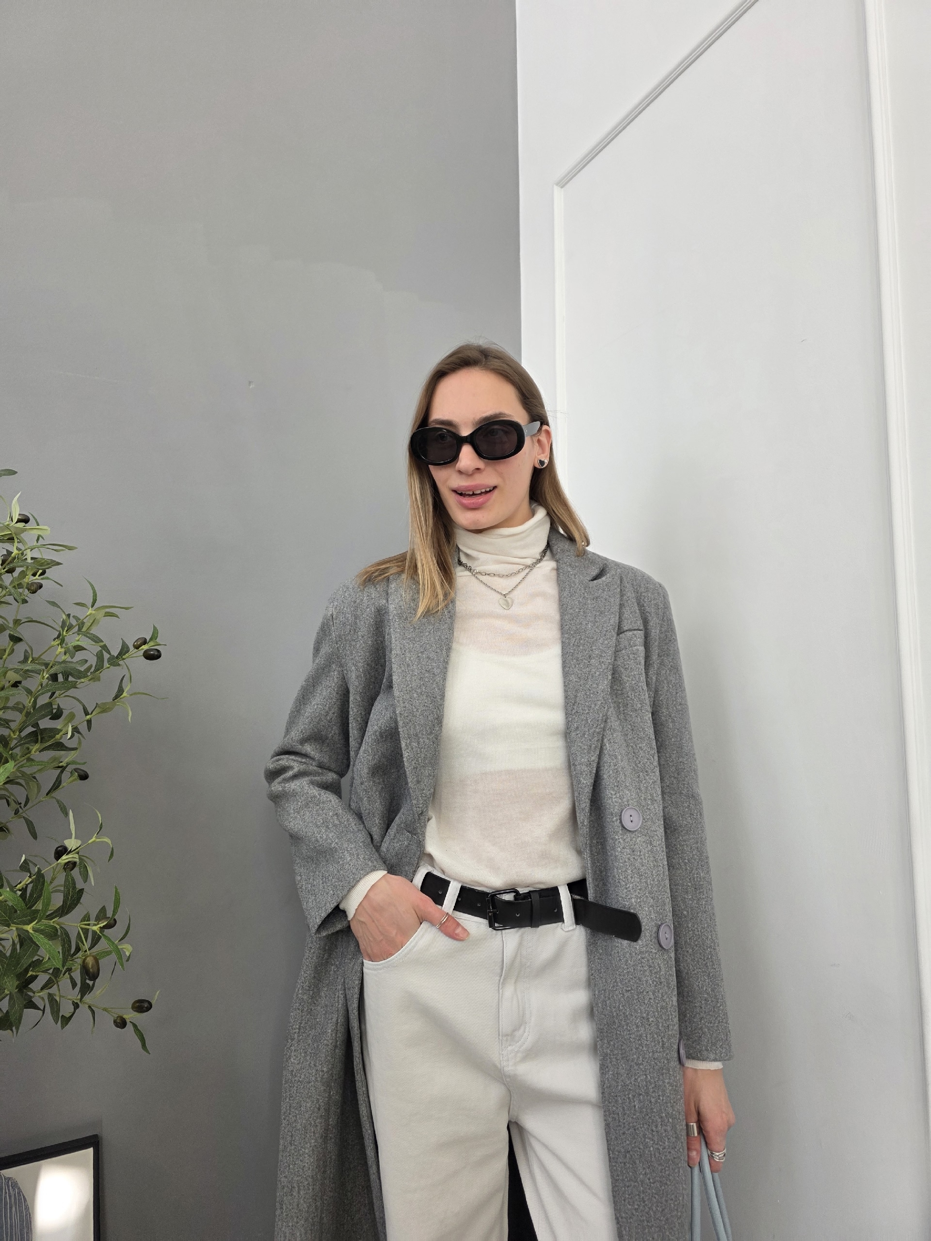 Пальто xuancai приталенное объемные плечи