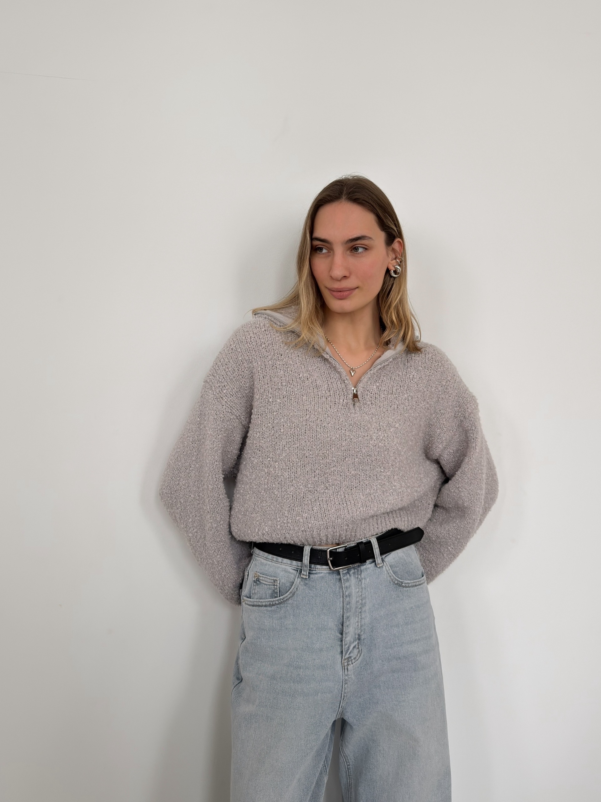 Джемпер Korea F1090 поло на молнии барашек