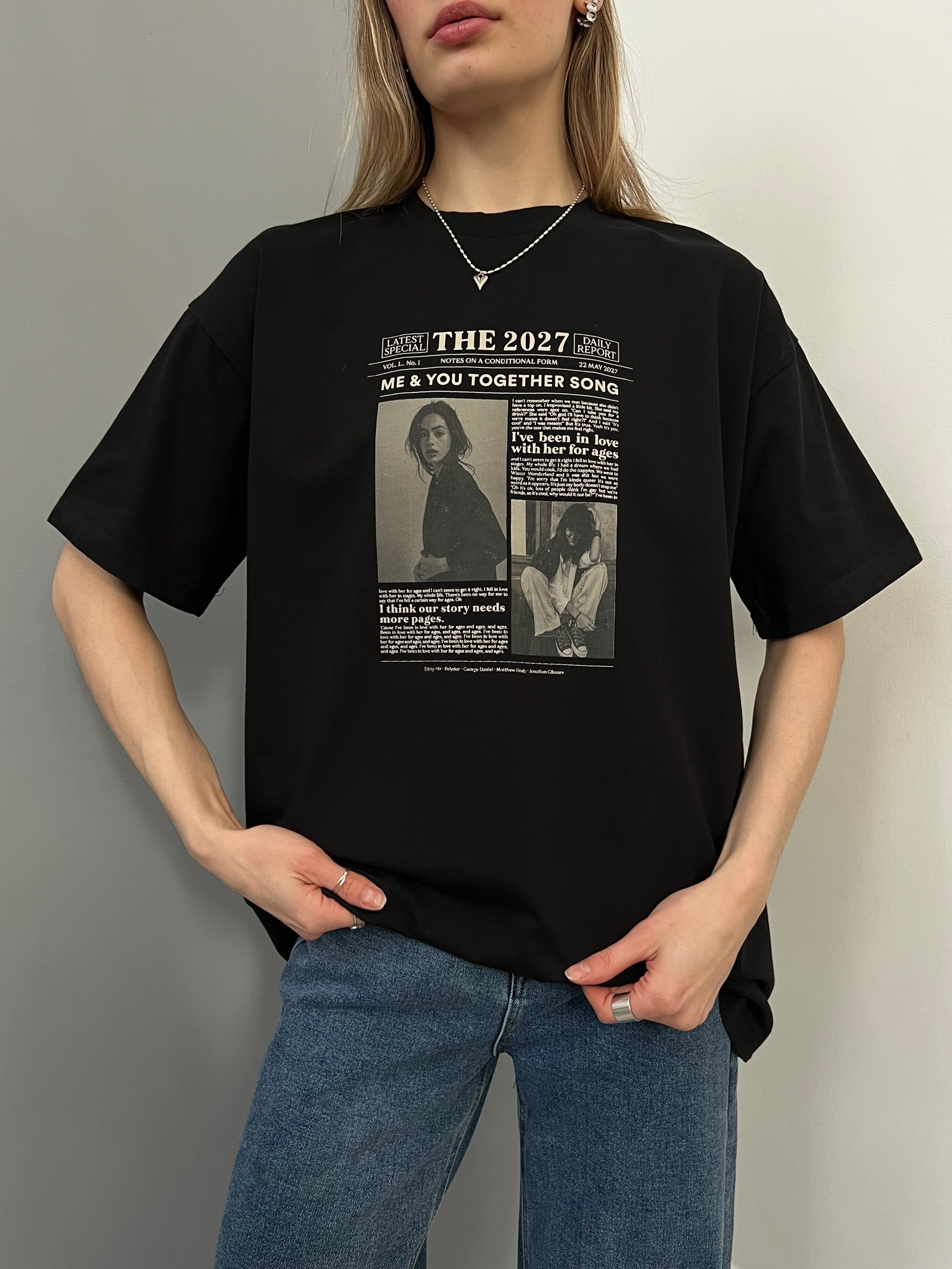 Футболка NJ 1862 принт девушки  оверсайз