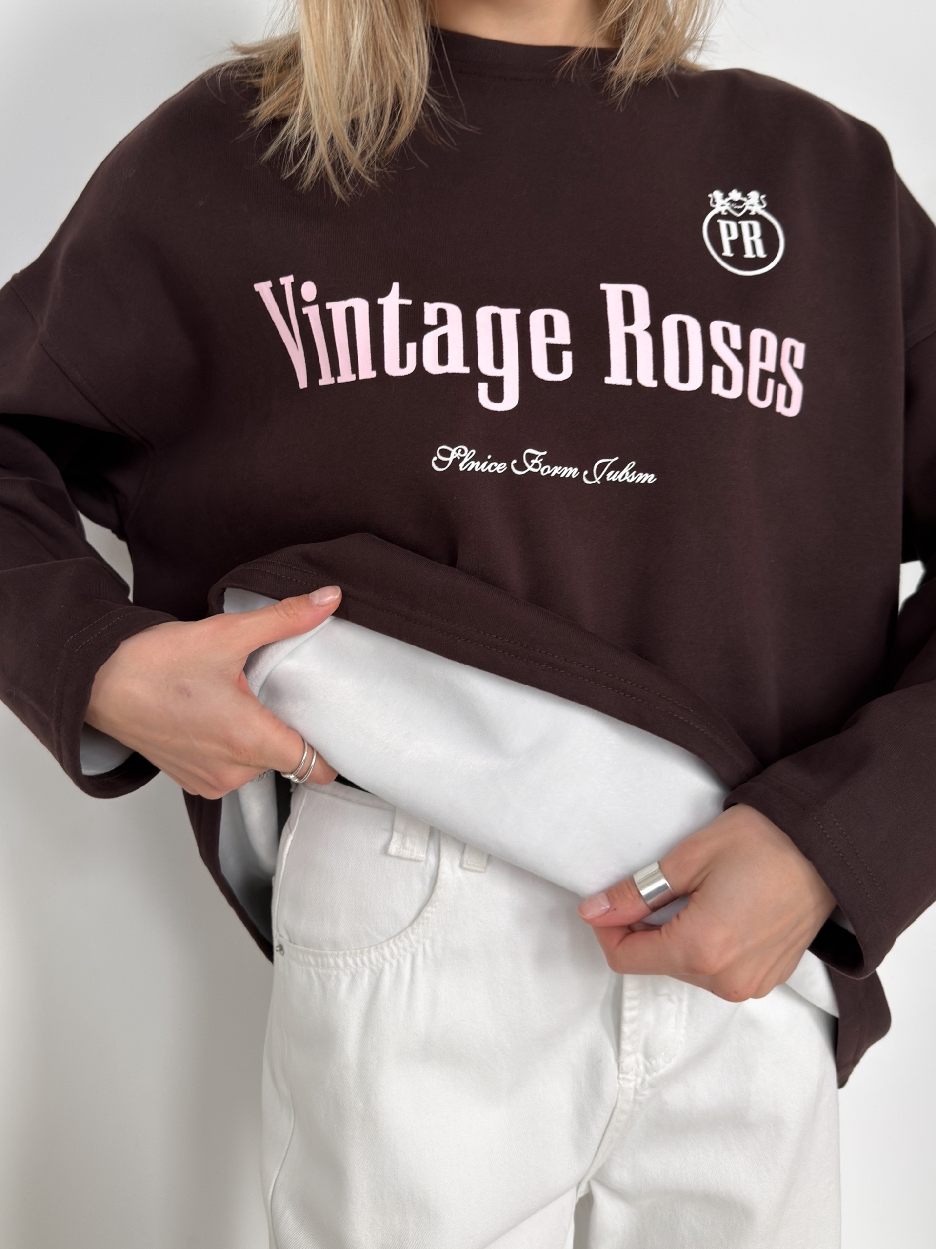 Свитшот W9510 Wintage Roses оверсайз флис