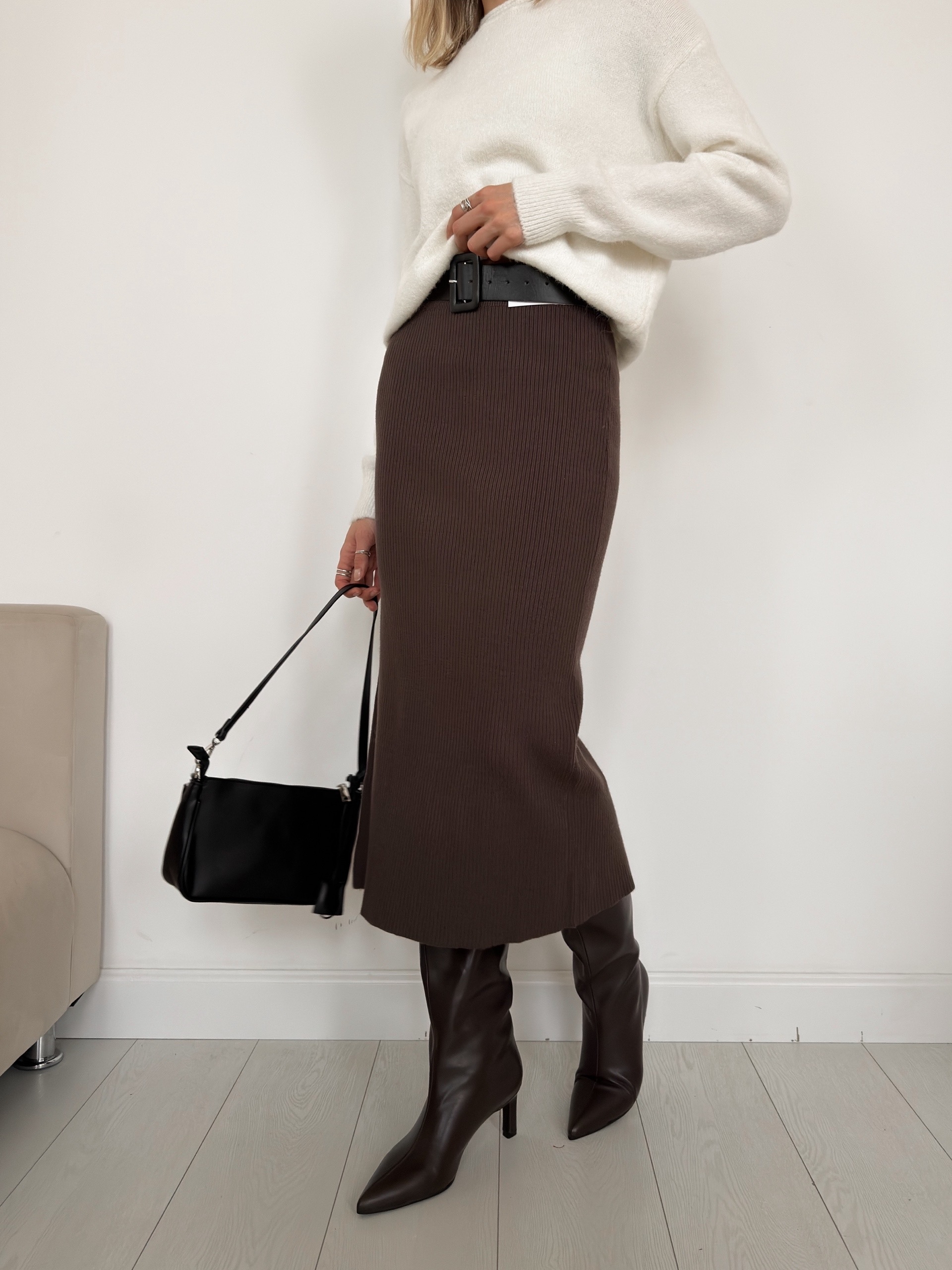 Юбка трикотажная с ремнем 6015-2